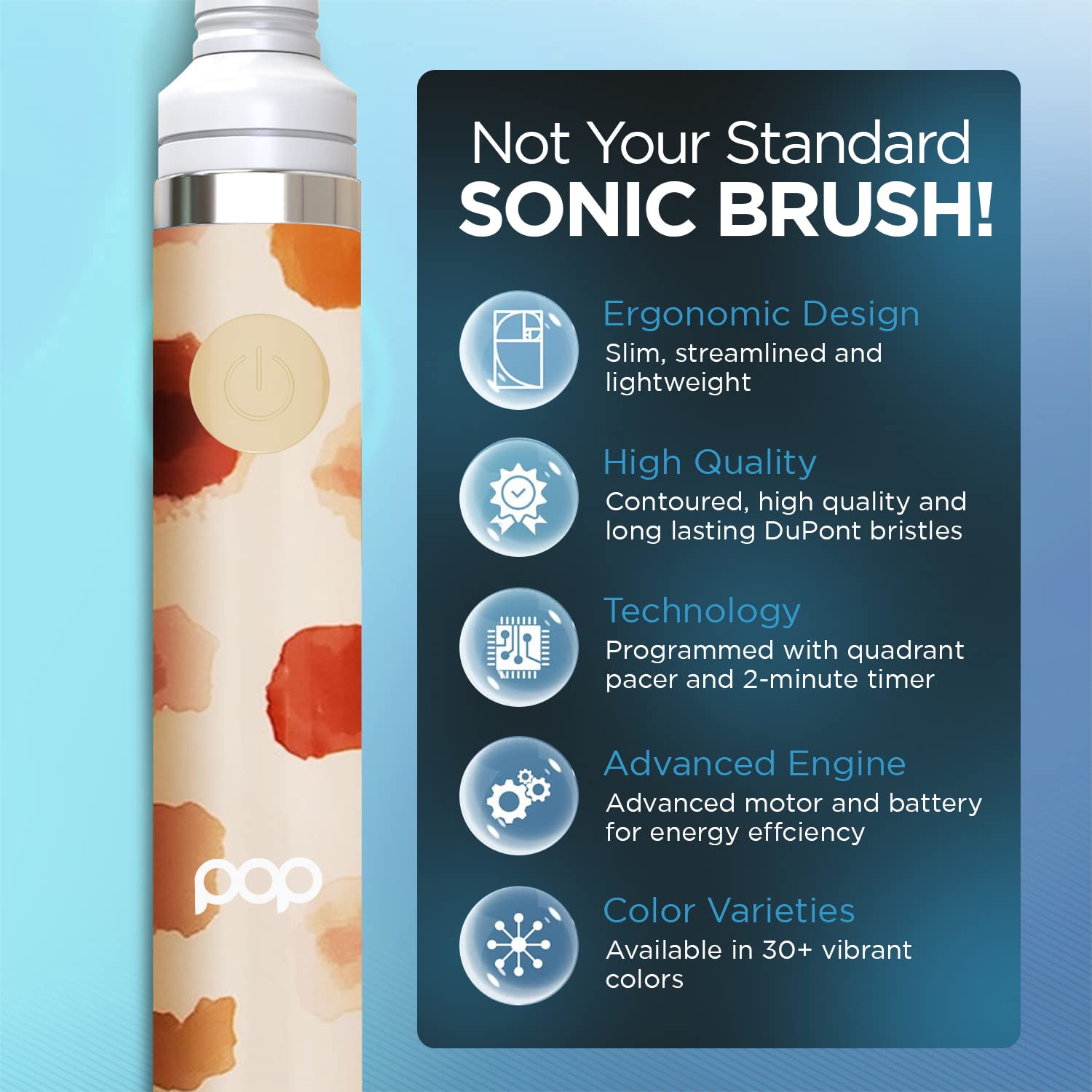 Pop Sonic Electric Toothbrush for Kids - Rechargeable Giraffe Design with 2 Speed Modes (15,000-30,000 RPM), Soft Dupont Nylon Bristles, AAA Battery Powered - Perfect for Travel, Home & School Use