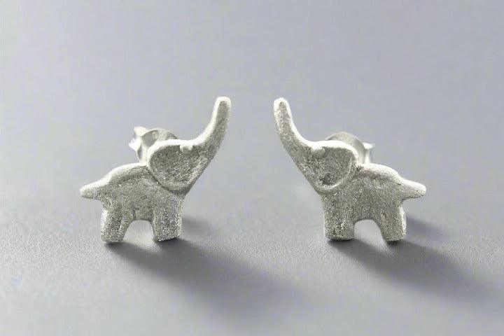 Lucky Elephant Stud Earrings in Sterling Silver - Perfect for Everyday Wear & Gift Giving