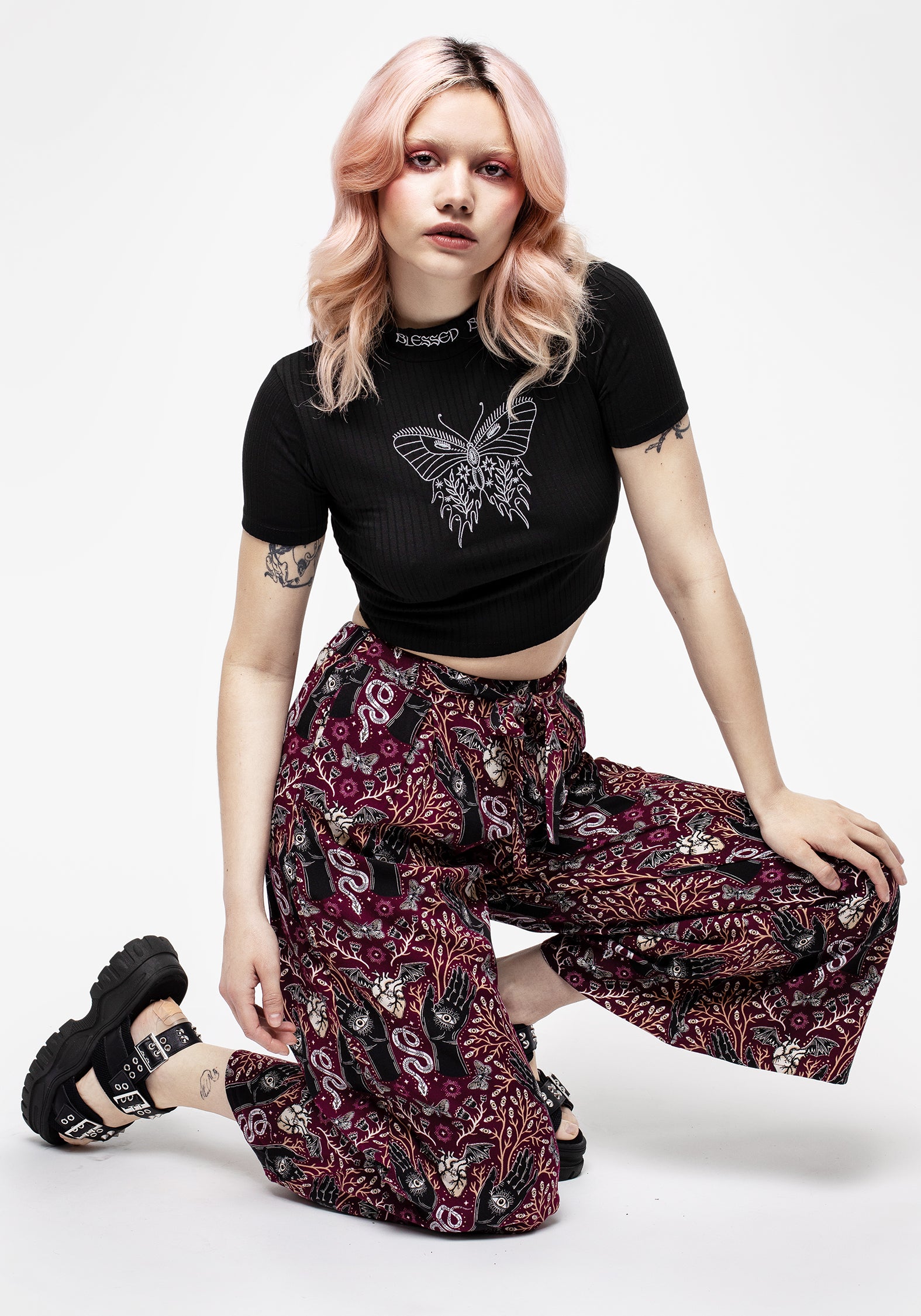 Stylish Hemlock Print Tie Waist Culottes Pants for Women - Office Wear & Casual Outfits