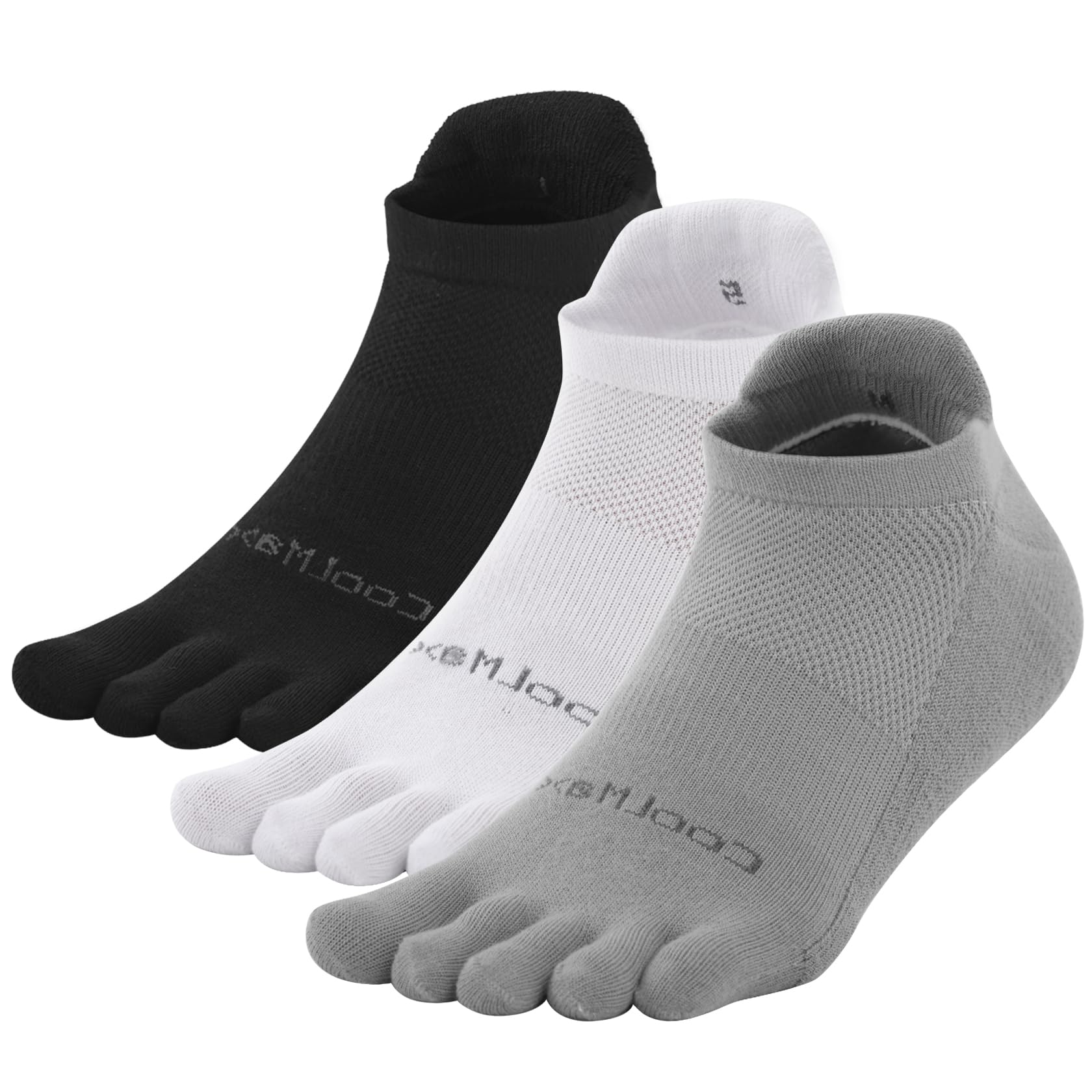 Coolmax Cushioned Toe Socks for Men & Women - 3 Pairs Breathable Five Finger Athletic Socks for Running, Yoga & Outdoor Activities