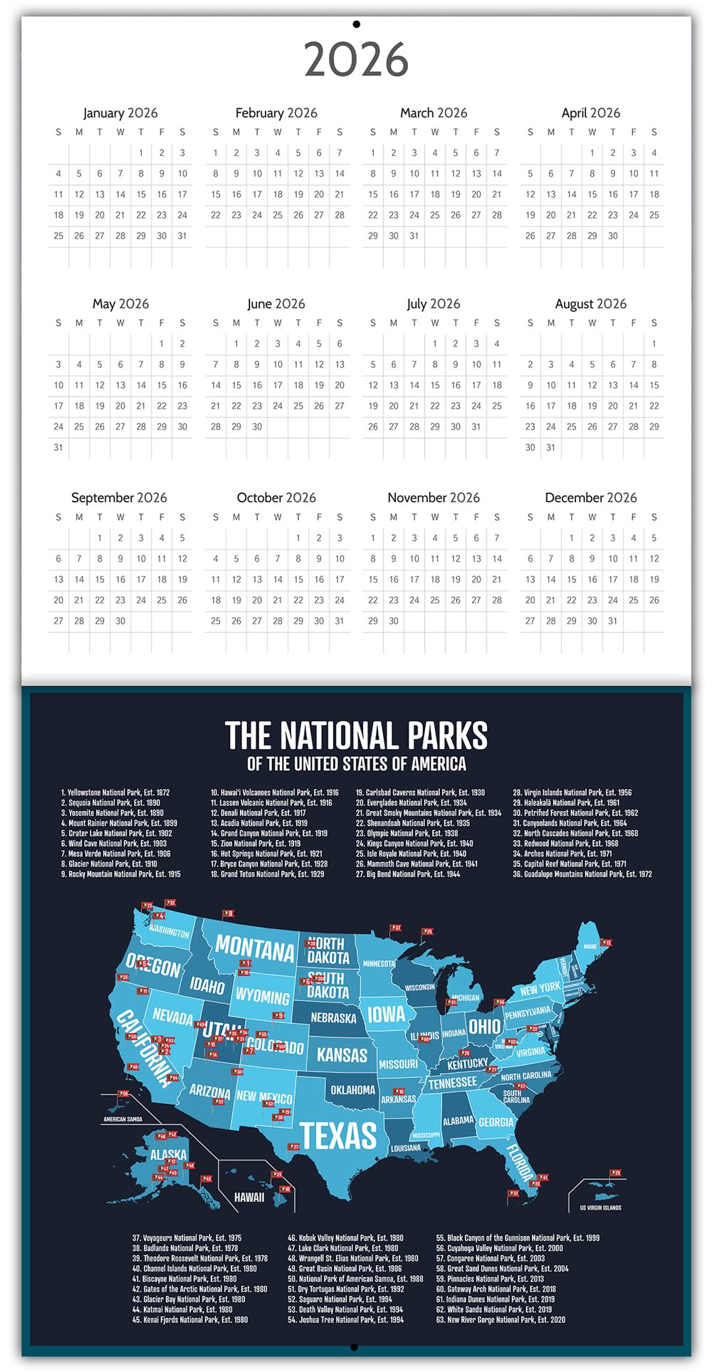 Starry Night National Park Wall Calendar 2025 - 12