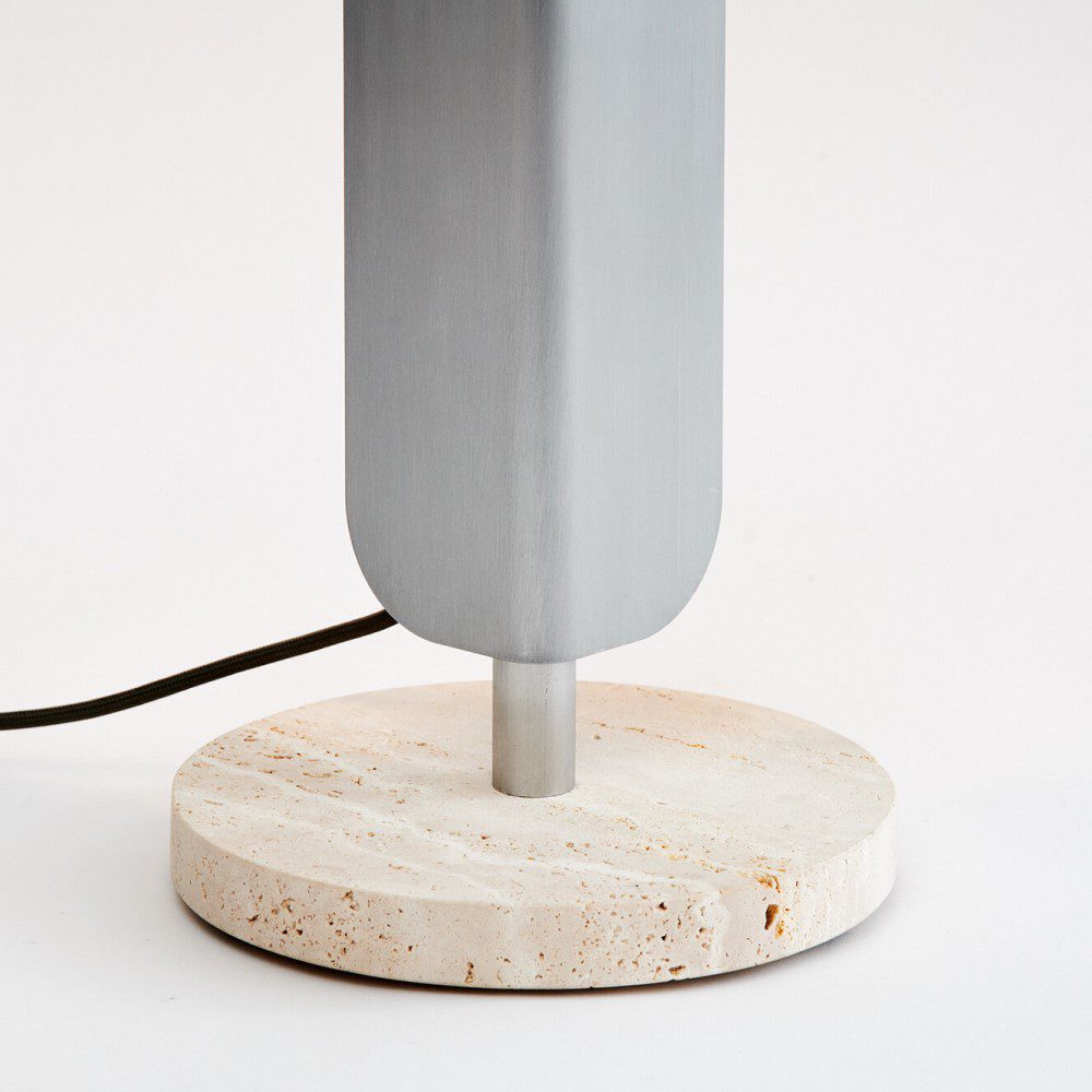 PRE ORDER Ben Tovim Design Formation Floor Lamp - Raw Travertine & Brushed Aluminum Modern Lighting for Living Room, Bedroom or Office Decor