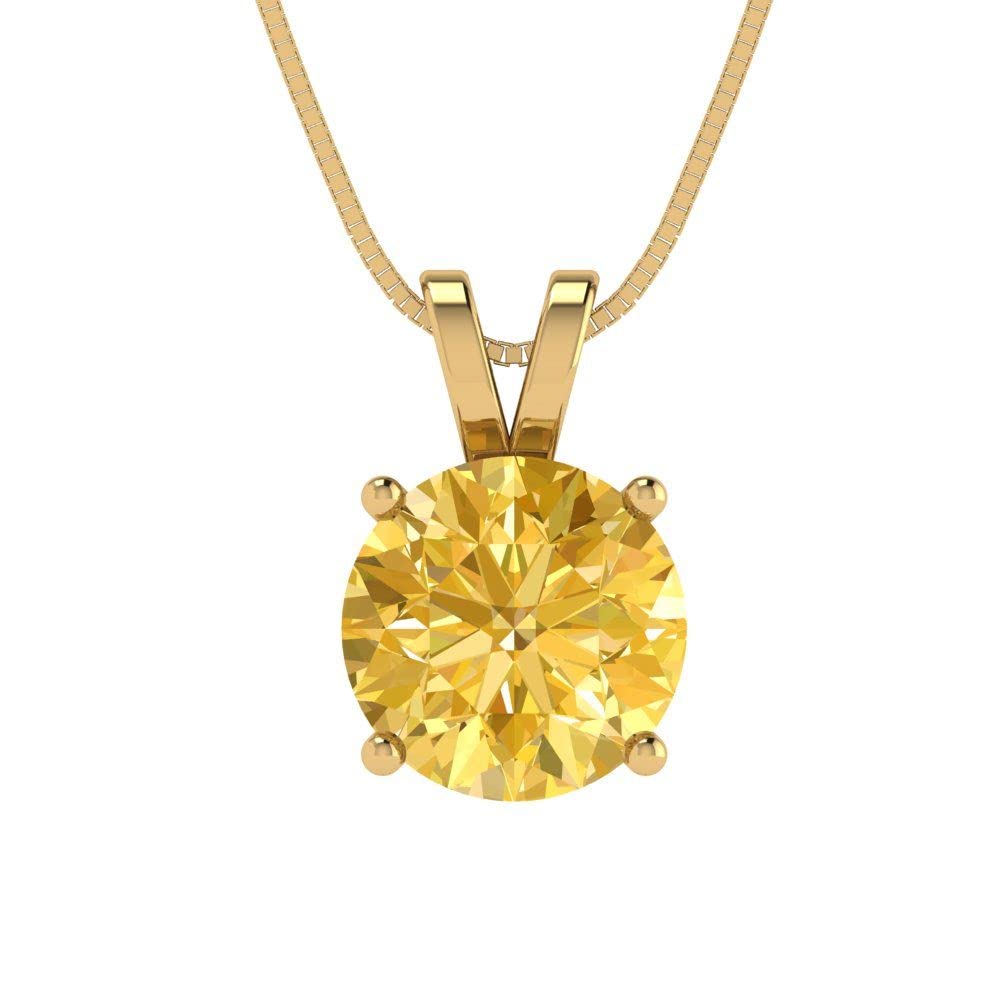 2.50ct Round Yellow Simulated Diamond Pendant Necklace - 18K Gold Chain for Gifts & Parties