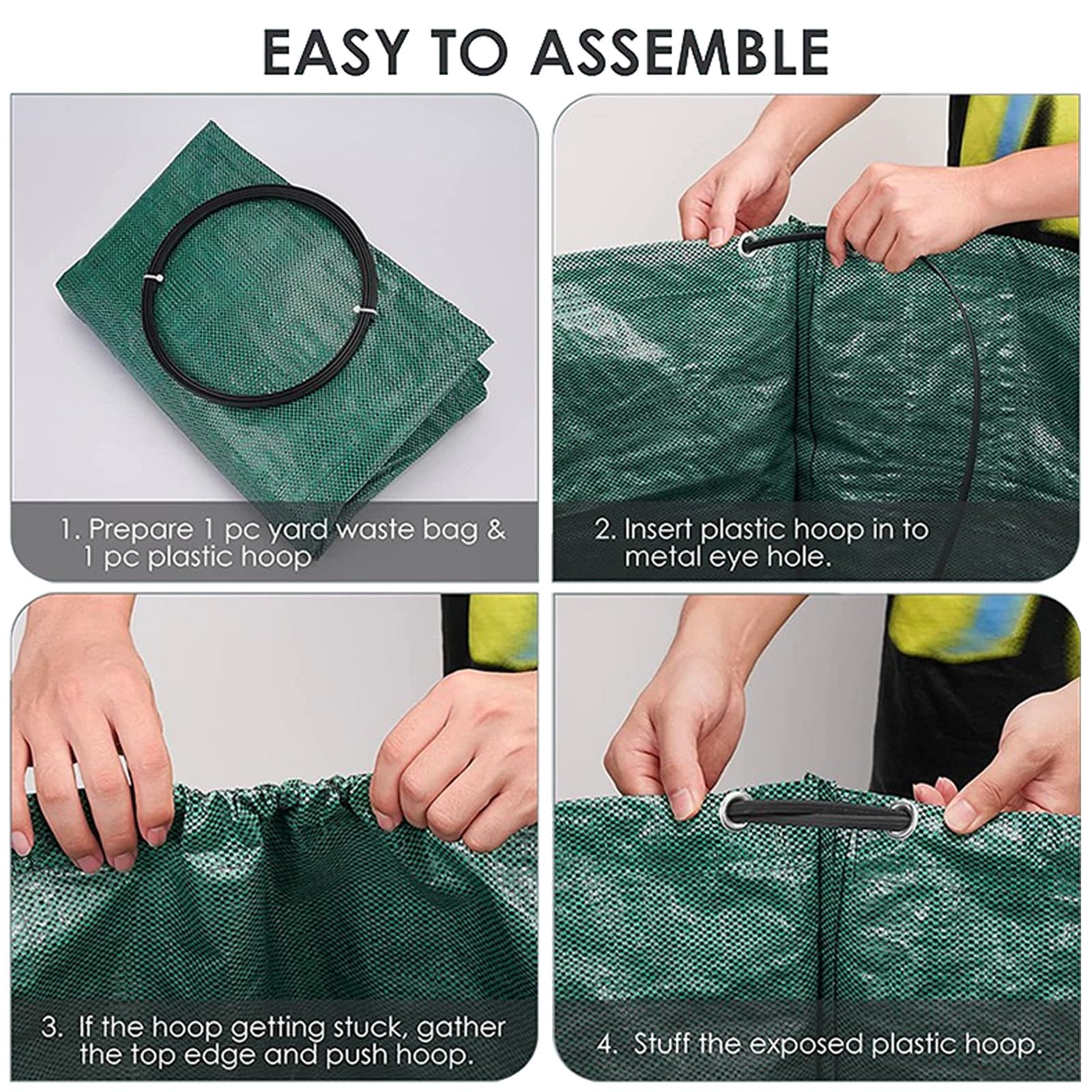 Durable 132 Gallon Reusable Garden Waste Bags - 3 Pack Thickened Leaf Bags for Yard Cleanup, Composting & Outdoor Debris Collection