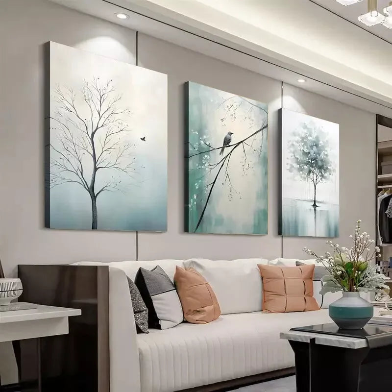 3-Piece Modern Blue Nature Wall Art Set - Framed Canvas 50x70cm - High Quality Print - 100% Australian Made - Ready to Hang - Perfect for Living Room, Bedroom & Office Decor