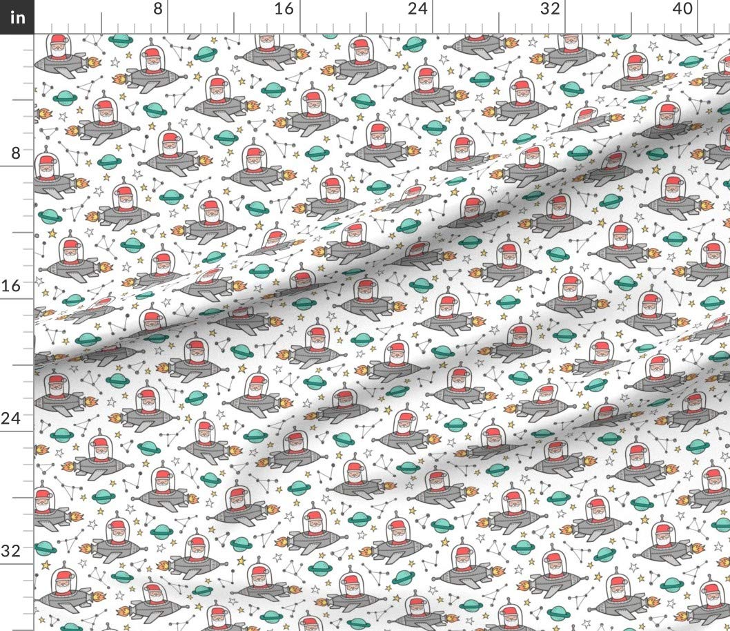 Premium Spoonflower Fabric - Christmas Santa Claus & Space Planets Constellations Print on Petal Signature Cotton by The Yard | Perfect for Sewing, Quilting, Apparel, Crafts & Holiday Decor | Great for Christmas Stockings, Tree Skirts & Festive Home Decor