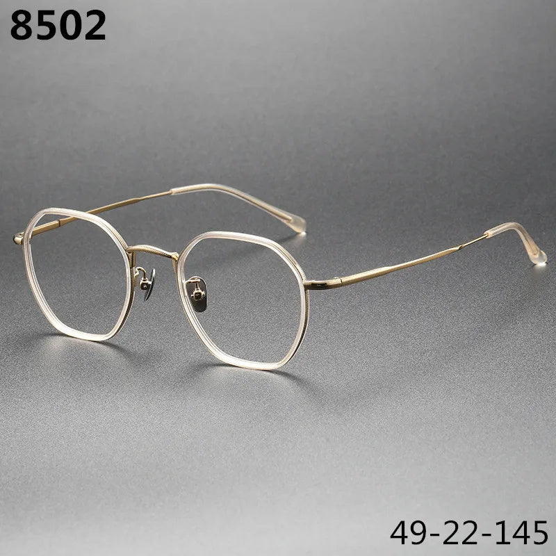 Aimee Men's Full Rim Polygon Round Titanium Acetate Eyeglasses 8502 - Lightweight & Durable Frame for Work, Reading & Everyday Use