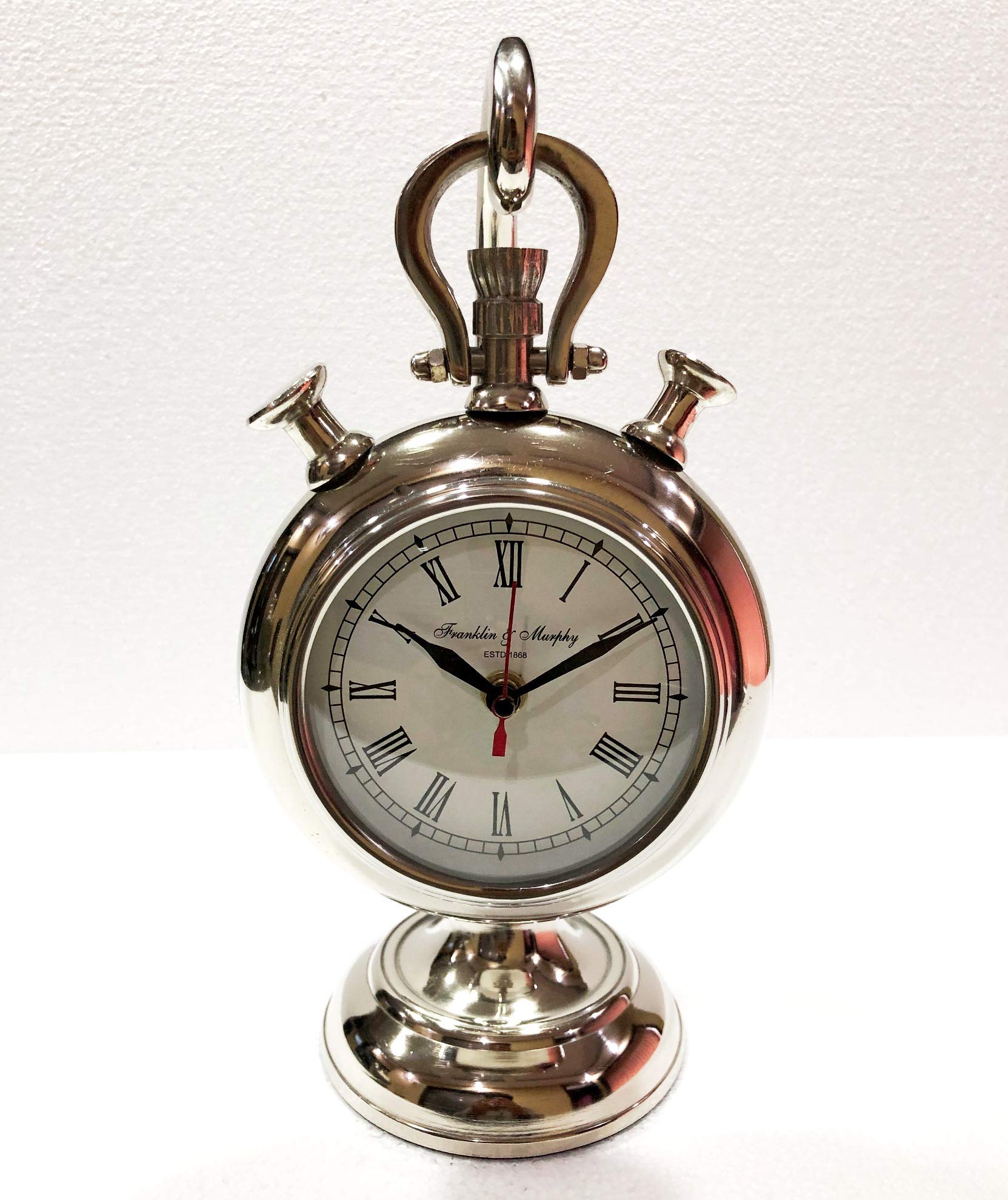 Vintage Nautical Silver Analog Desk Clock - Antique Maritime Office Decor for Home, Office & Study Room | Perfect Gift for Clock Collectors & Sailors