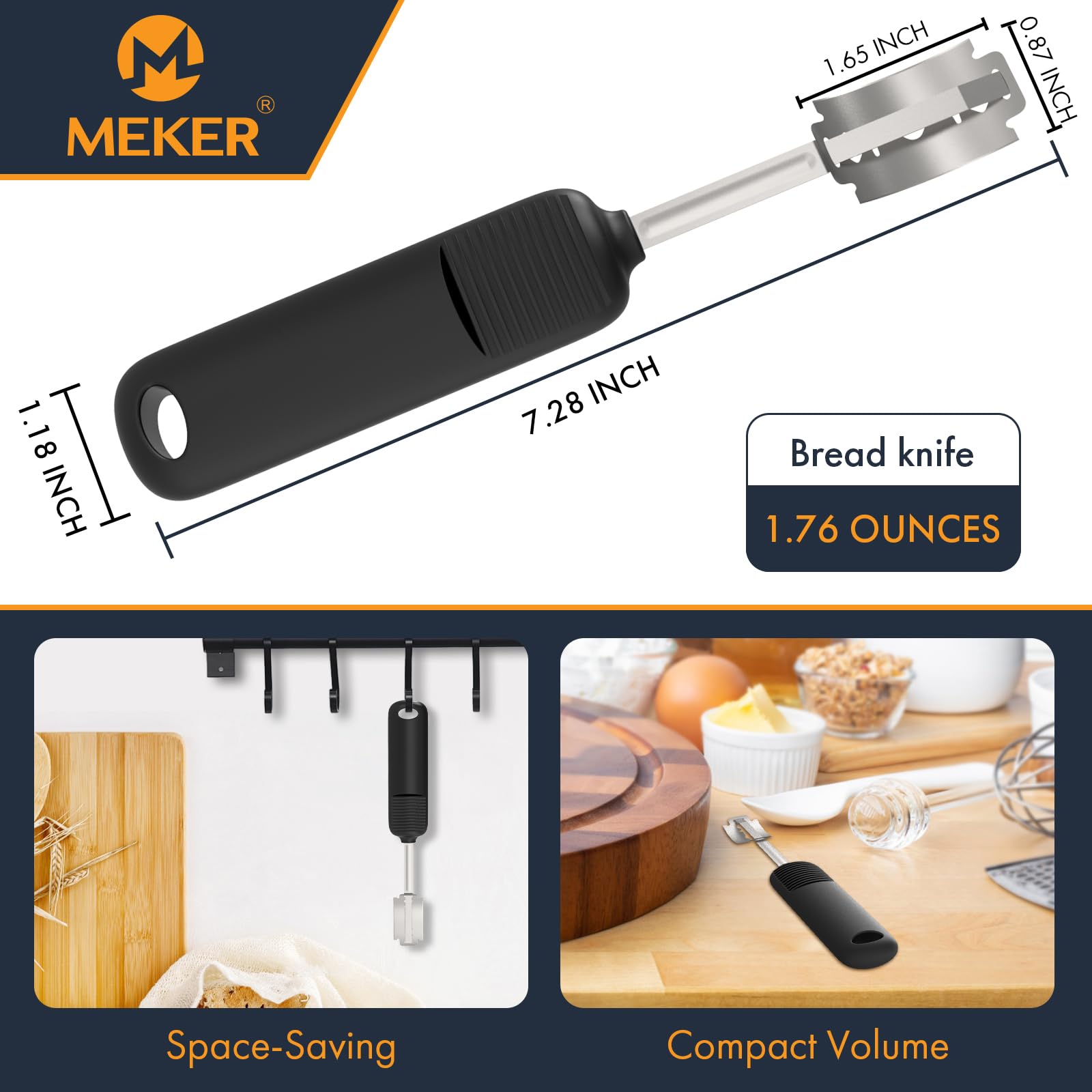 MEKER Professional Bread Lame for Sourdough Baking - Upgraded Silicone Handle Dough Scoring Knife with 10 Stainless Steel Blades & Leather Protector - Perfect for Artisan Bread Making, Home Baking & Pastry Decoration