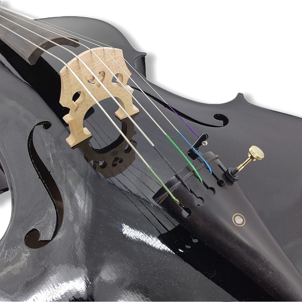 **Handmade 4/4 Acoustic Cello for Students, Beginners & Professionals – Solid Spruce Top, Maple Back – Includes Bag & Bow – 5-String Black Cello – Perfect for Practice, Performances & Orchestras**