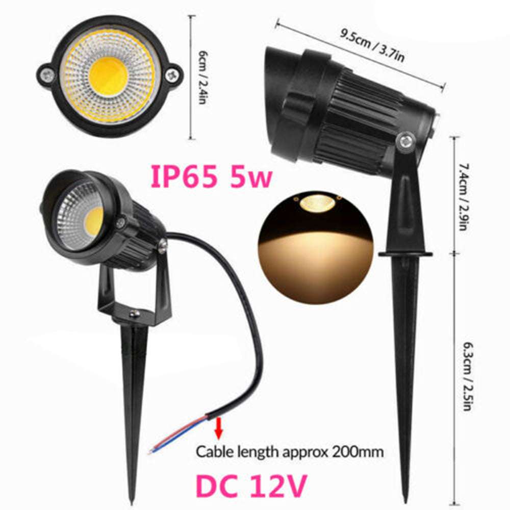 10X LED Spotlights - 12V Waterproof Outdoor Landscape Lighting, Warm White Garden Yard Lights for Pathway, Patio, Deck, and Pool Area Illumination