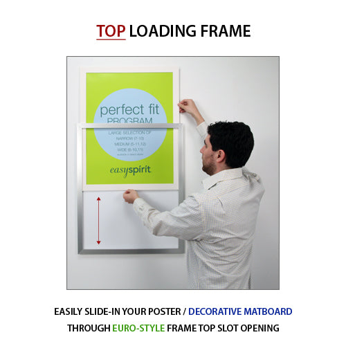 Premium Euro Style Slide-In Picture Frame for 8x10 Posters with Wide Matboard - Perfect for Wall Art, Home Decor & Office Display