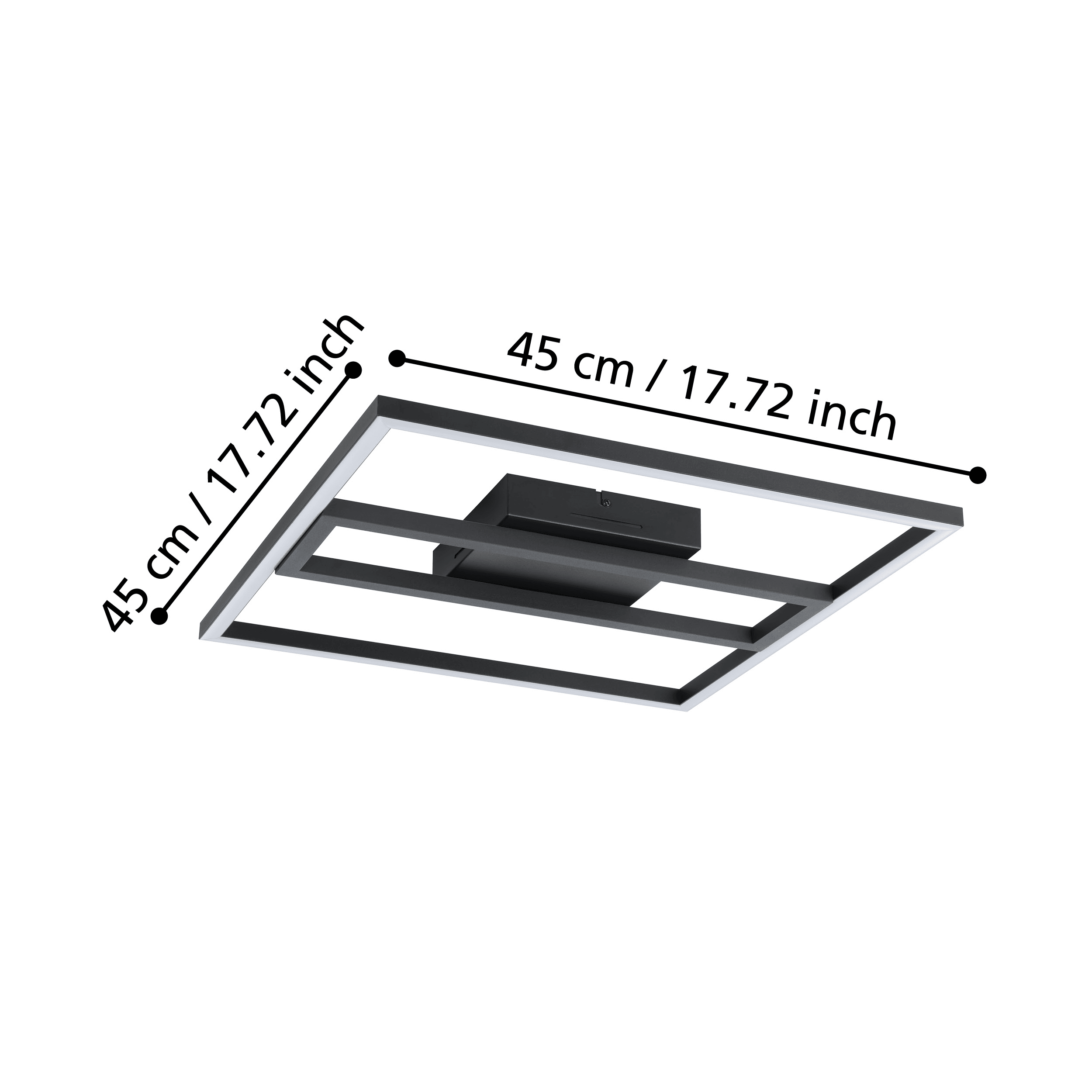 Eglo Connect Calagrano Z Smart Square Black Ceiling Flush Light 45cm - Modern LED Lighting for Bedroom, Kitchen & Living Room - Voice Control & Dimmable Smart Home Lighting