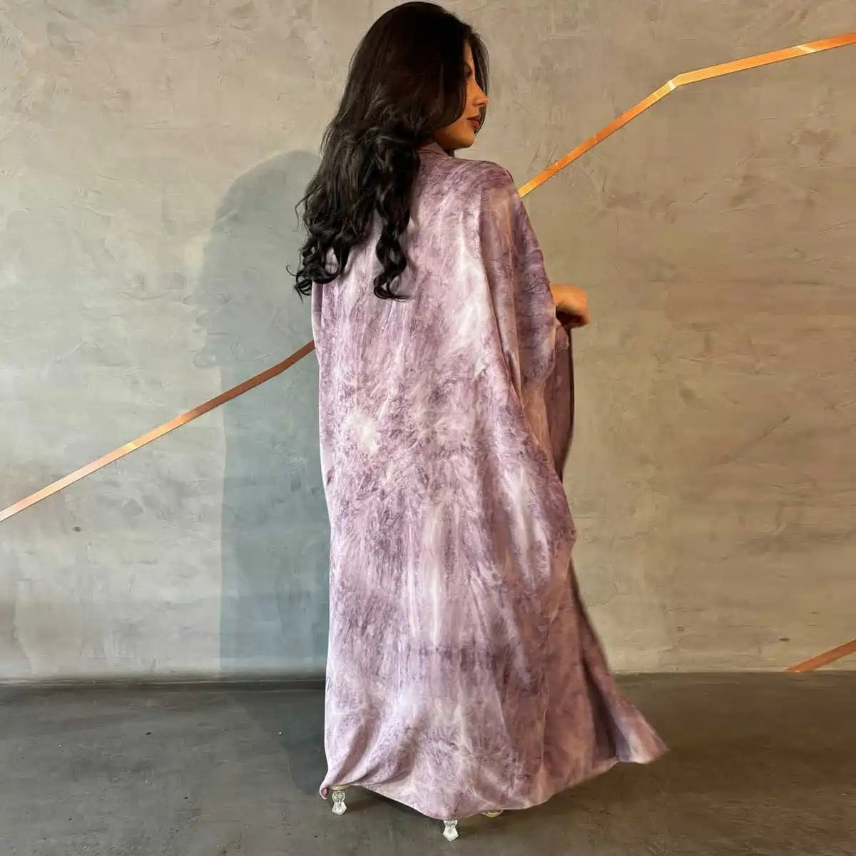 Elegant Chiffon Printed Cardigan Open Abaya Dress with Matching Hijab - Modest Muslim Fashion for Women, Perfect for Prayer, Eid, and Special Occasions