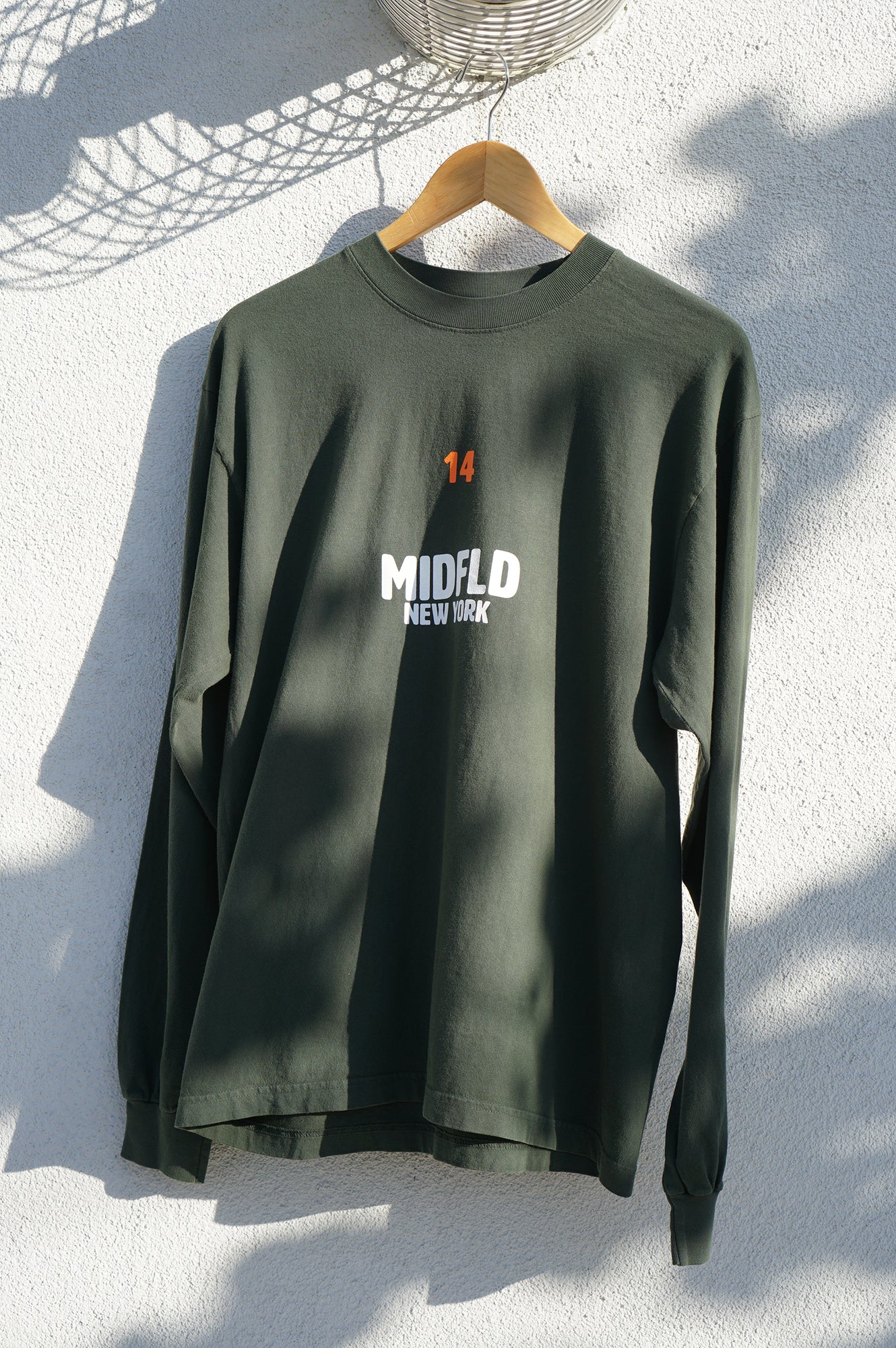 MIDFLD Right Here Long Sleeve Crewneck T-Shirt for Men & Women | Ivy Green Casual Shirt | Perfect for Everyday Wear, Fall Outfits & Layering