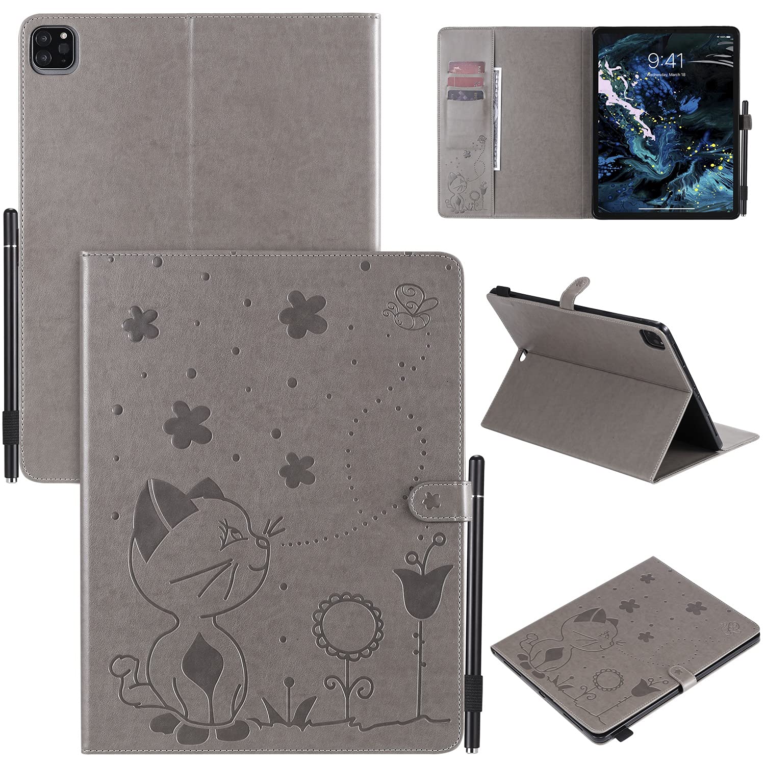 Premium Magnetic Flip Cover Case for iPad Pro 12.9 Inch (2020 & 2018 Models) - Shockproof Durable Stand with Auto Wake/Sleep - Perfect for Work, Travel & Home Use (Gray)