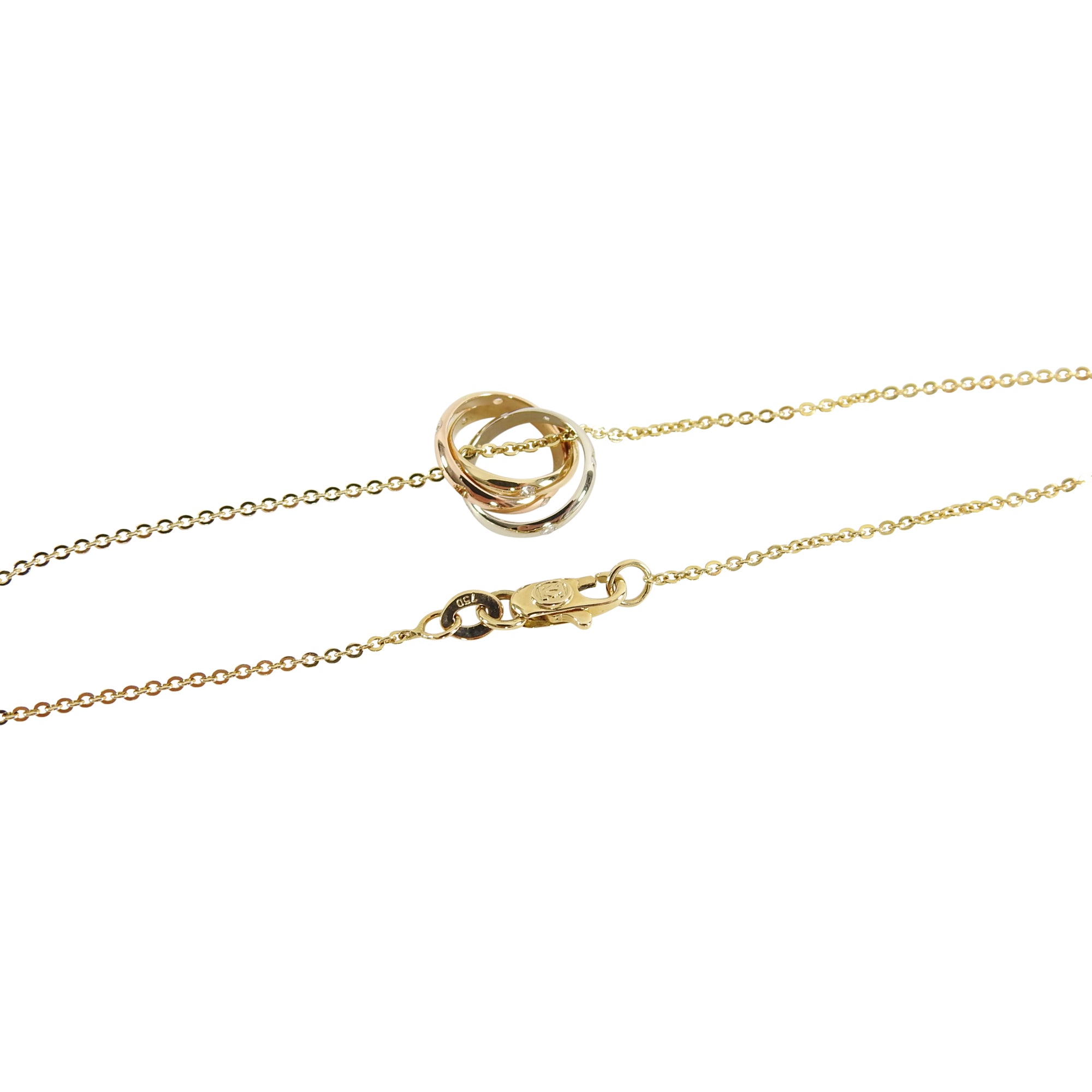 Cartier Trinity 18k Tri-Color Gold 15 Diamond Pendant Necklace for Women - Luxury Jewelry Gift for Anniversary, Valentine's Day & Special Occasions