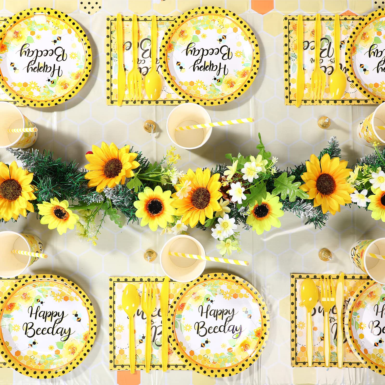 Tatuo 190 Pcs Bee-Themed Party Decorations Kit - Sweet as Can Bee Baby Shower Backdrop, Gender Reveal & Kids Birthday Party Supplies | Perfect for Nursery Decor, First Birthday, and Spring Themed Celebrations
