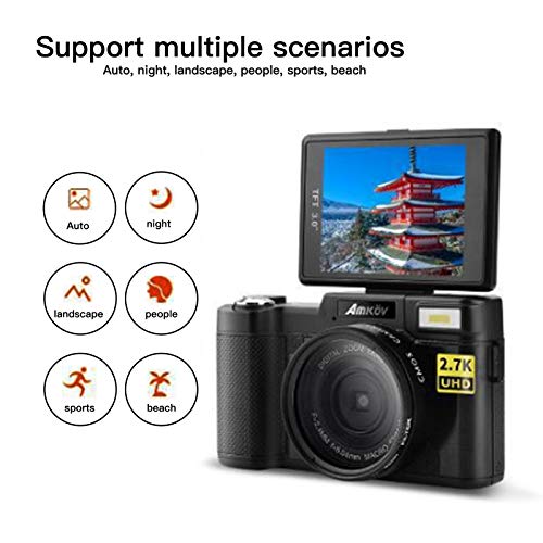 30MP UHD Digital Camera with 3-Inch Flip Screen - WiFi & USB 2.0 Vlogging Camera for YouTube, Travel & Family Events - Best Gift for Kids, Teens & Beginners (Black)