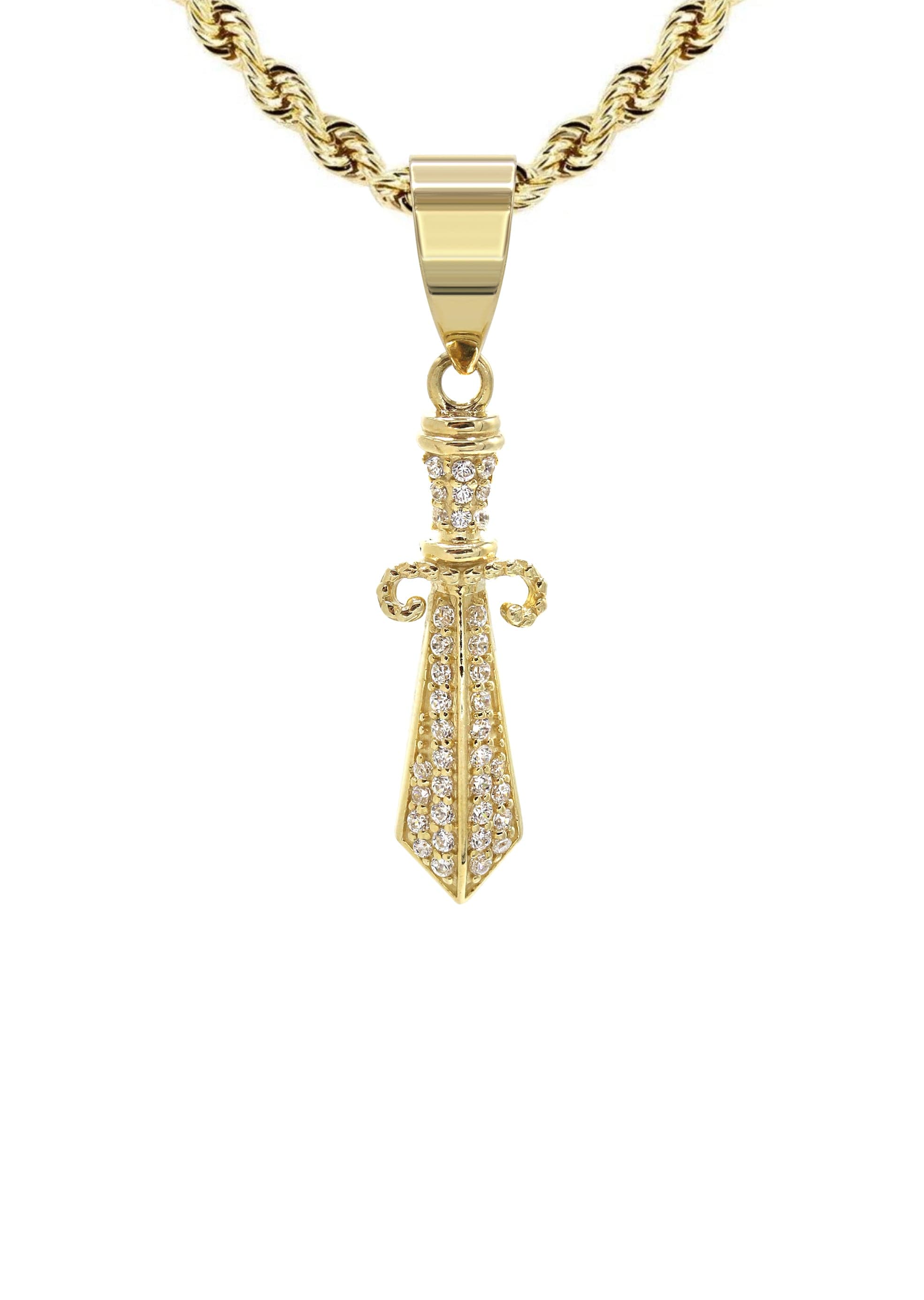 10K Yellow Gold Dagger Necklace - 13.3 Grams Solid Gold Pendant for Women | Perfect for Gifts, Parties, and Everyday Fashion Jewelry