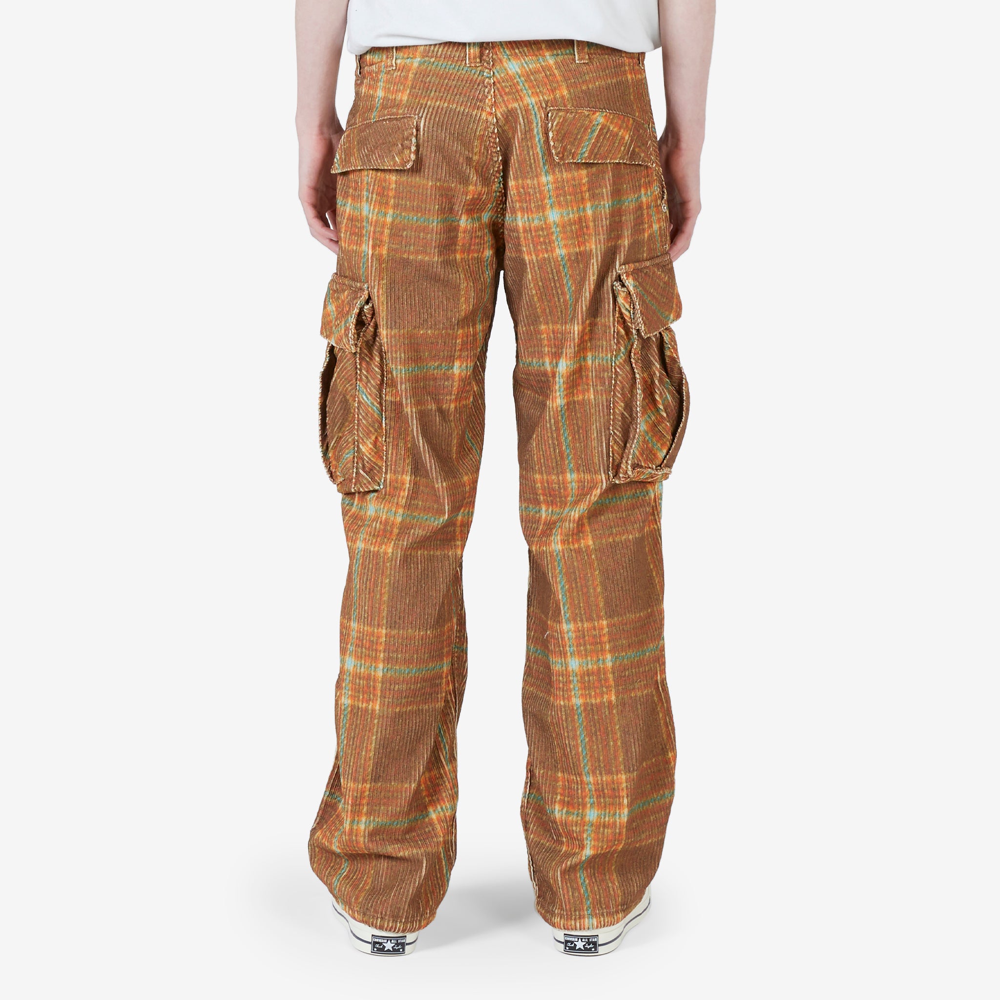 Corduroy Printed Cargo Pants for Men - Grey Brown Casual Trousers with Multiple Pockets | Perfect for Outdoor Adventures, Streetwear & Everyday Comfort