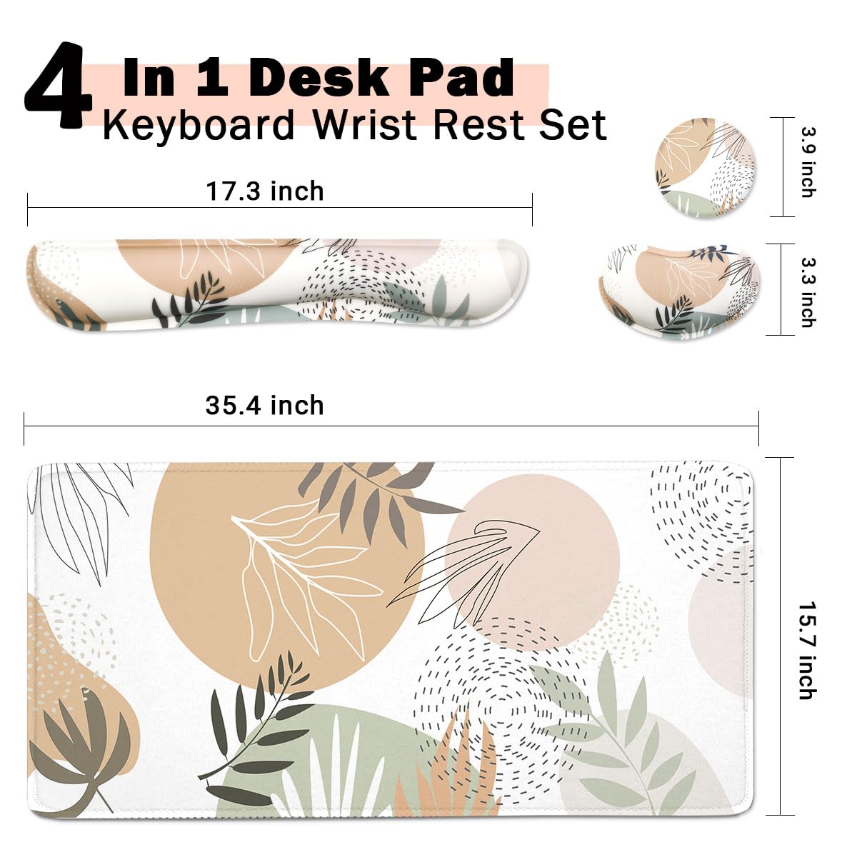 4-in-1 Extra Large Gaming Mouse Pad with Keyboard Wrist Rest & Ergonomic Wrist Support - Waterproof Extended Desk Mat for Home Office, Study & PC Gaming - Perfect for Work, Typing & Long Gaming Sessions