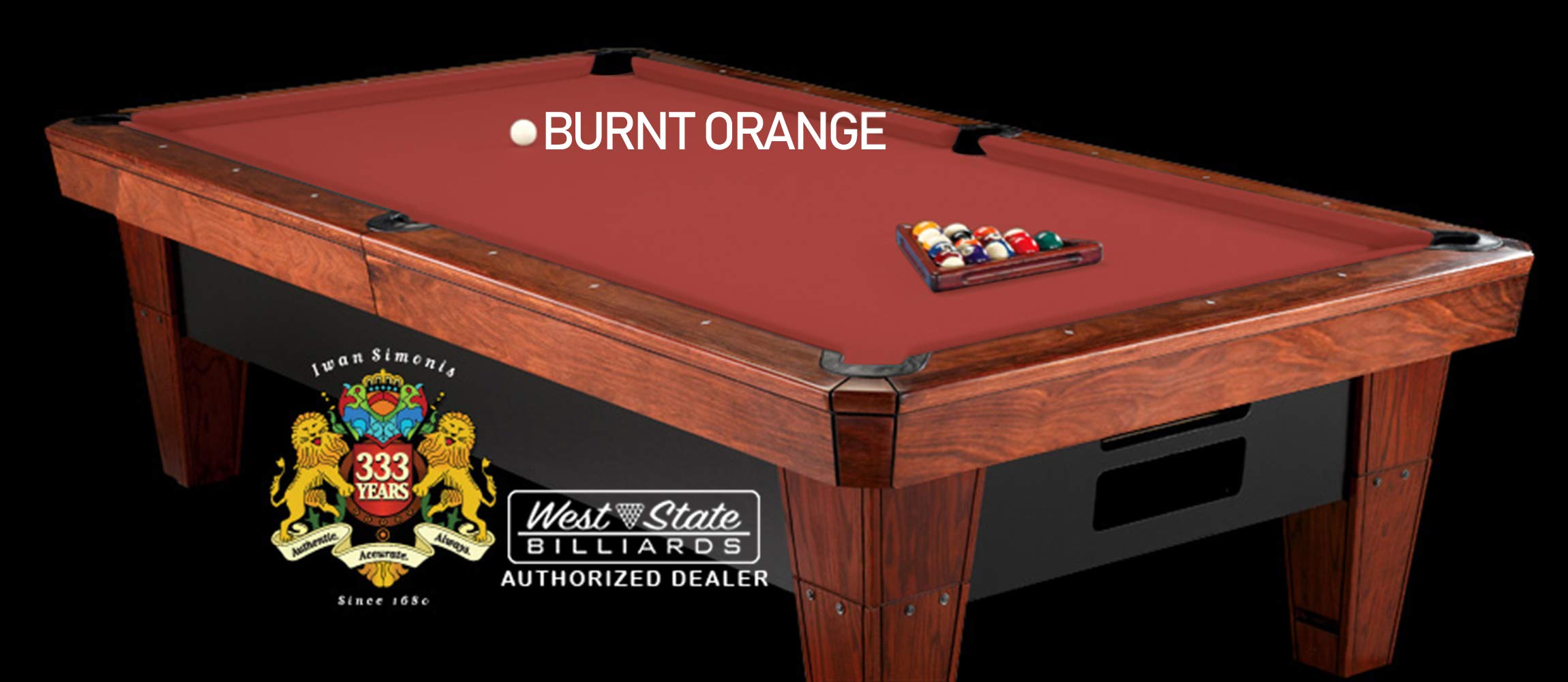 Premium Simonis 860 Pool Table Cloth Replacement Kit for 9-Foot Tables - Includes Precut Bed & Rail Cloth, Horsehair Brush, Spots & Chalk (Burnt Orange) | Professional Billiard Felt for Home Game Rooms & Pool Halls