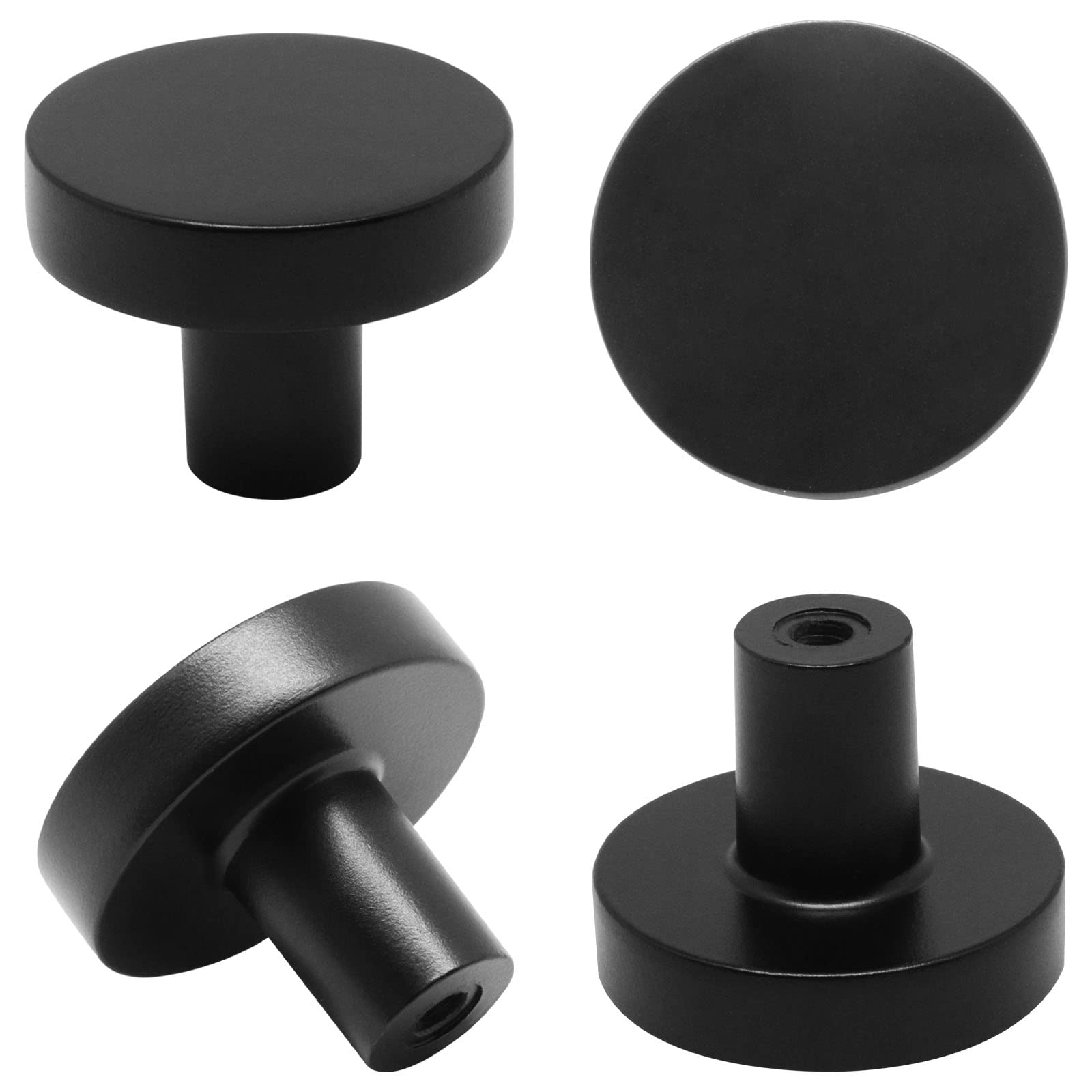 Modern Black Zinc Alloy Cabinet Knobs 5-Pack - Round Kitchen Drawer Pulls & Dresser Handles for Cupboard, Closet Door & Furniture Hardware | Perfect for Home Renovation & DIY Projects