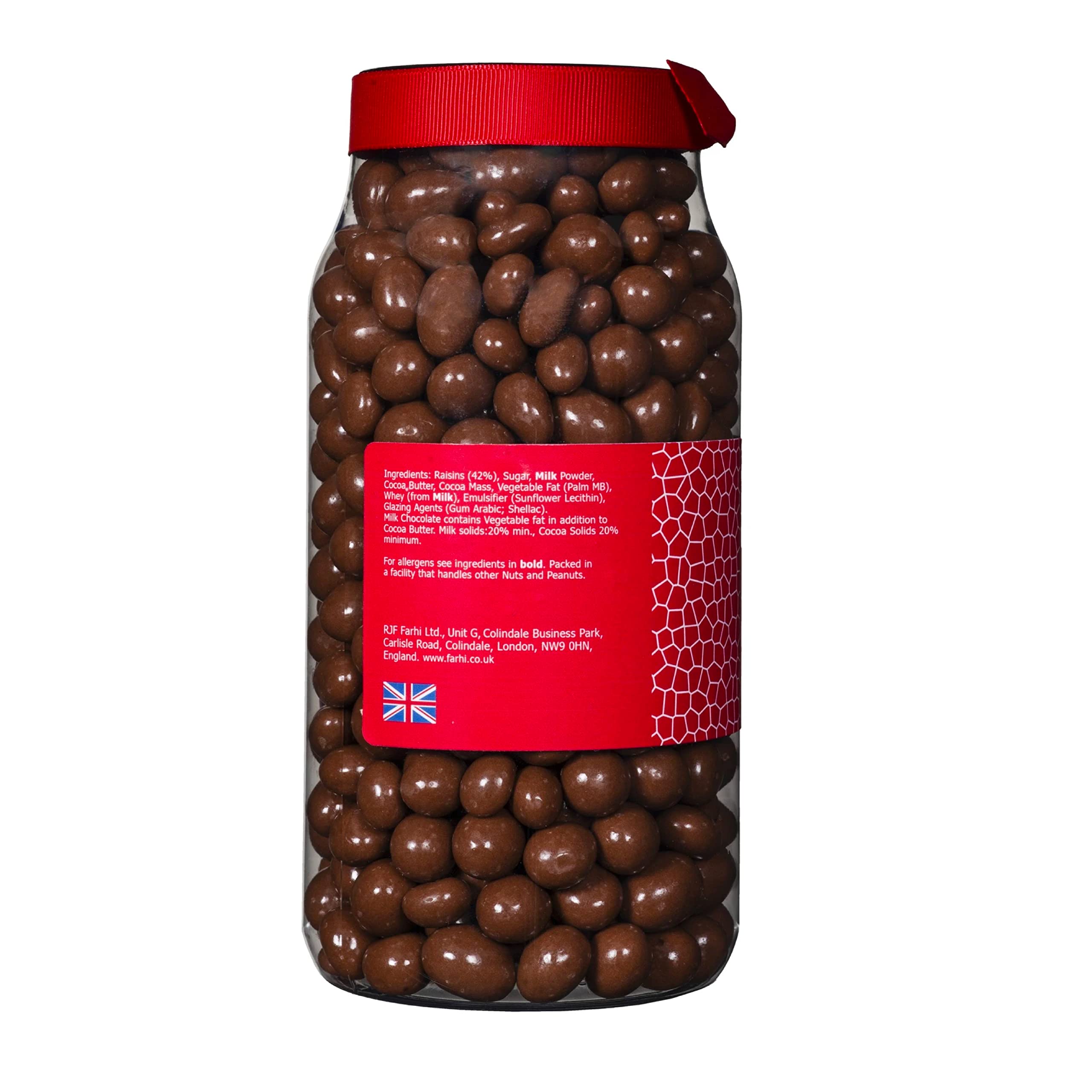 Rita Farhi Milk Chocolate Covered Raisins Gourmet Jar 870g - Premium Chocolate Snack for Gifts, Parties & Dessert Toppings