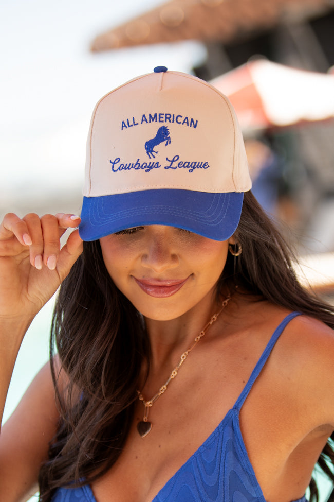 All American Cowboy League Blue Trucker Hat - Adjustable Snapback Cap for Men & Women - Perfect for Rodeo, Outdoor Adventures & Country Style Fashion
