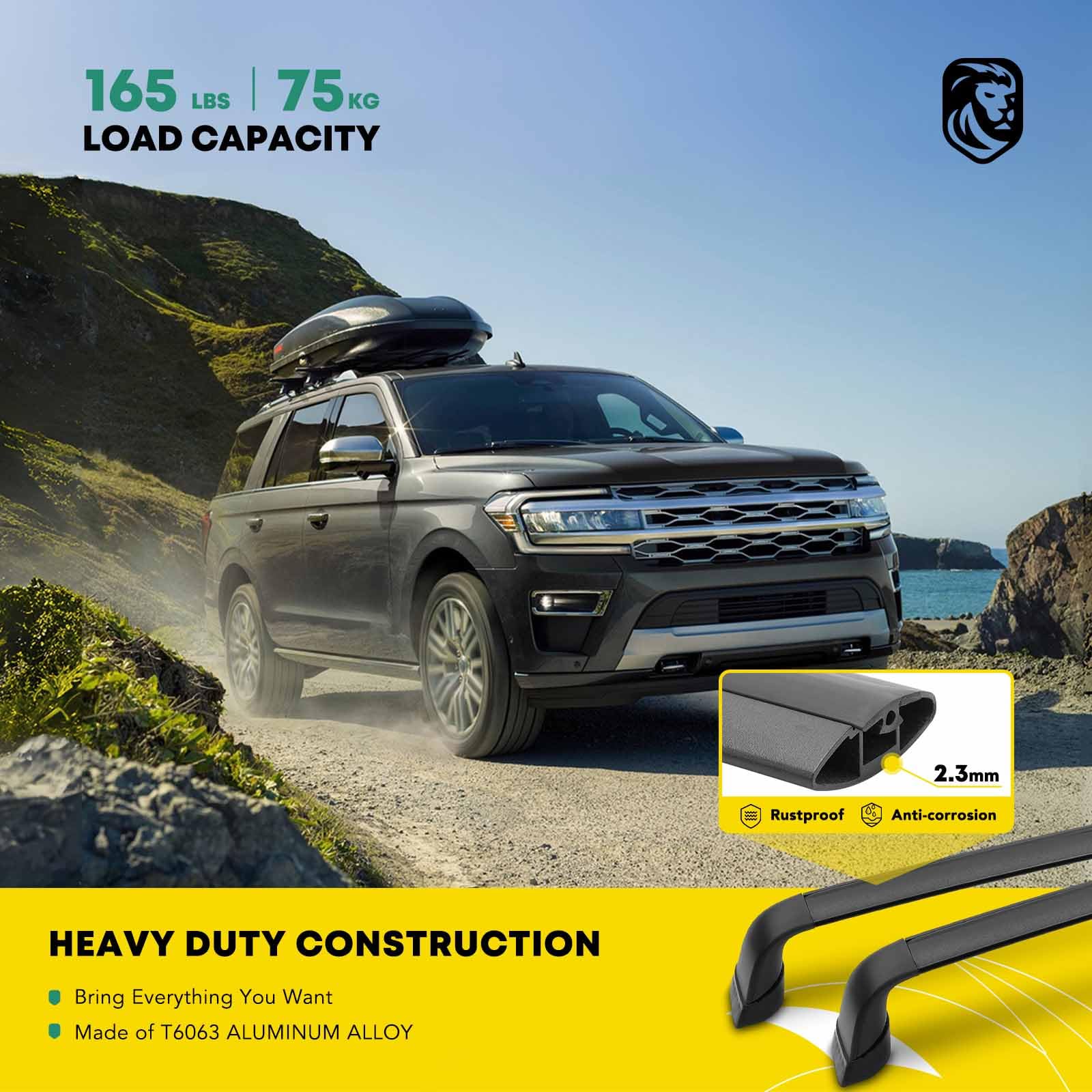 Tesla Model Y Roof Rack Cross Bars (2020-2023) - 165 lbs Capacity Aluminum Alloy Cargo Bars for Rooftop Tents, Kayaks, Bikes, Luggage, Snowboards & Canoes | Perfect for Outdoor Adventures & Road Trips