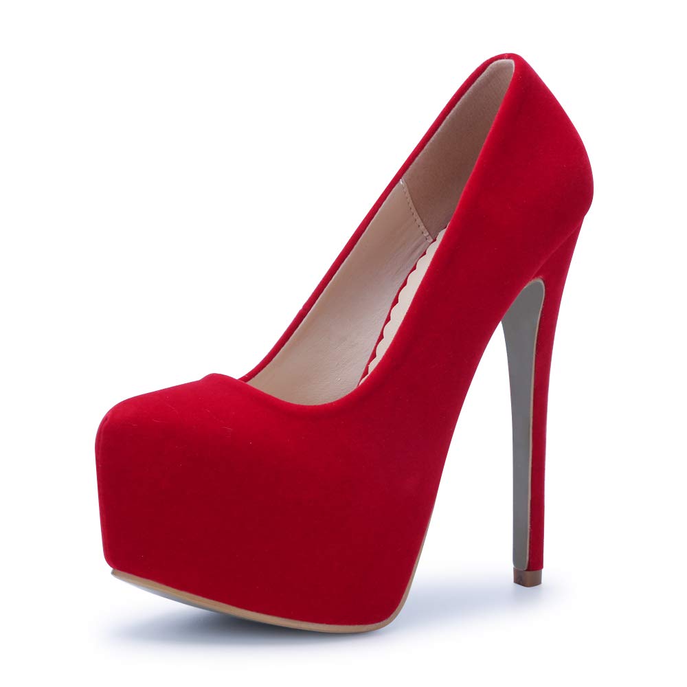 OCHENTA Women's Hidden Platform Stiletto High Heel Pumps - Slip On Dress Shoes for Party, Wedding & Evening Events