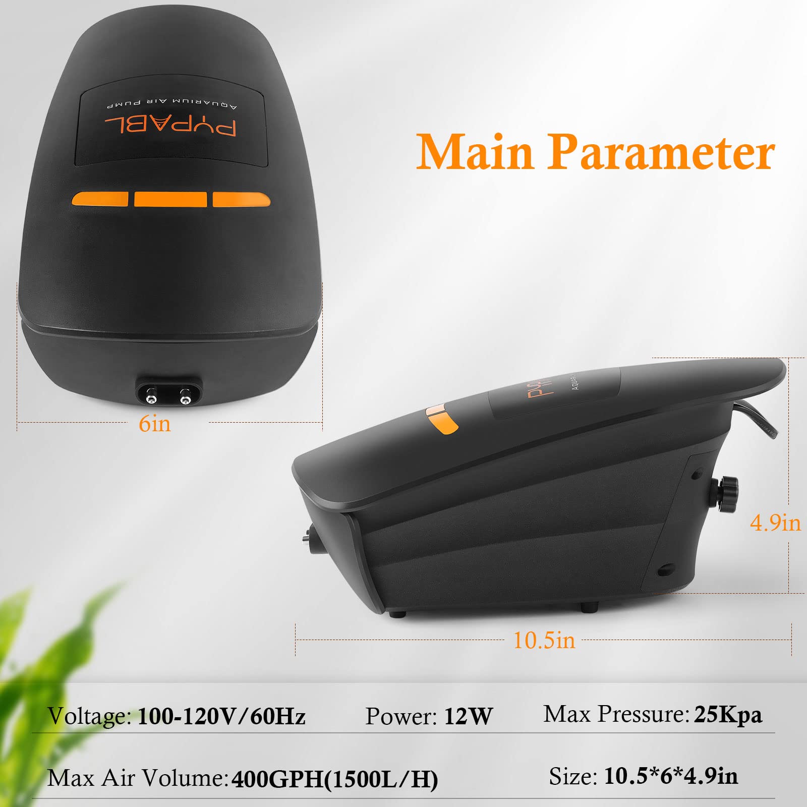400GPH High Power Aquarium Air Pump - Ultra Quiet Large Volume Fish Tank Oxygen Pump for Hydroponics, Ponds, Aquaculture | Perfect for Home Aquariums, Fish Farms & Hydroponic Gardens