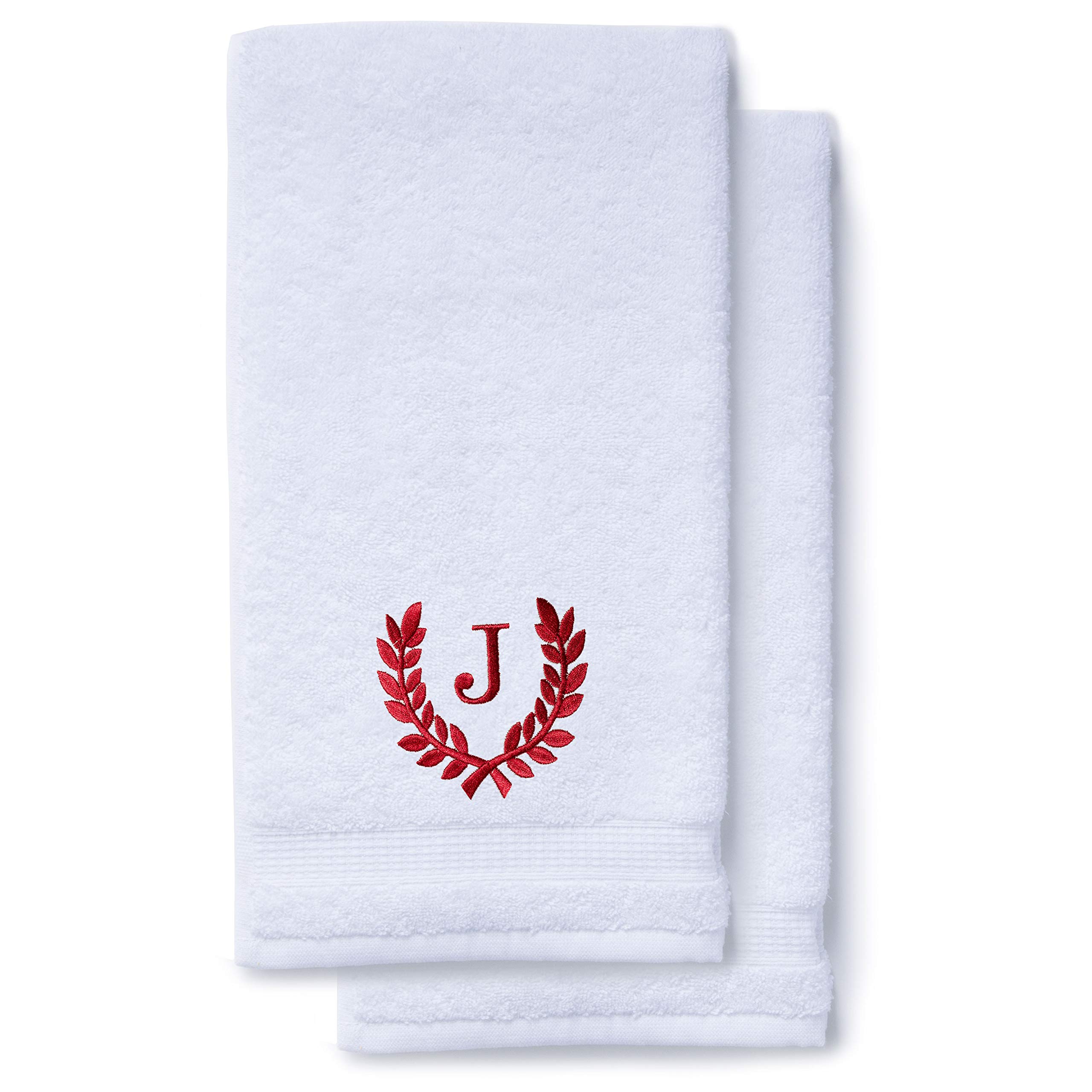 Personalized Monogrammed Hand Towels Set of 2 - Luxury Turkish Cotton 16x30 Inch for Bathroom, Kitchen & Spa | Wedding Bridal Shower Gift | Custom Roman Font Embroidery | Soft Oversized Makeup Towels - Perfect for Guest Bathrooms, Bridesmaid Gifts & Home Decor