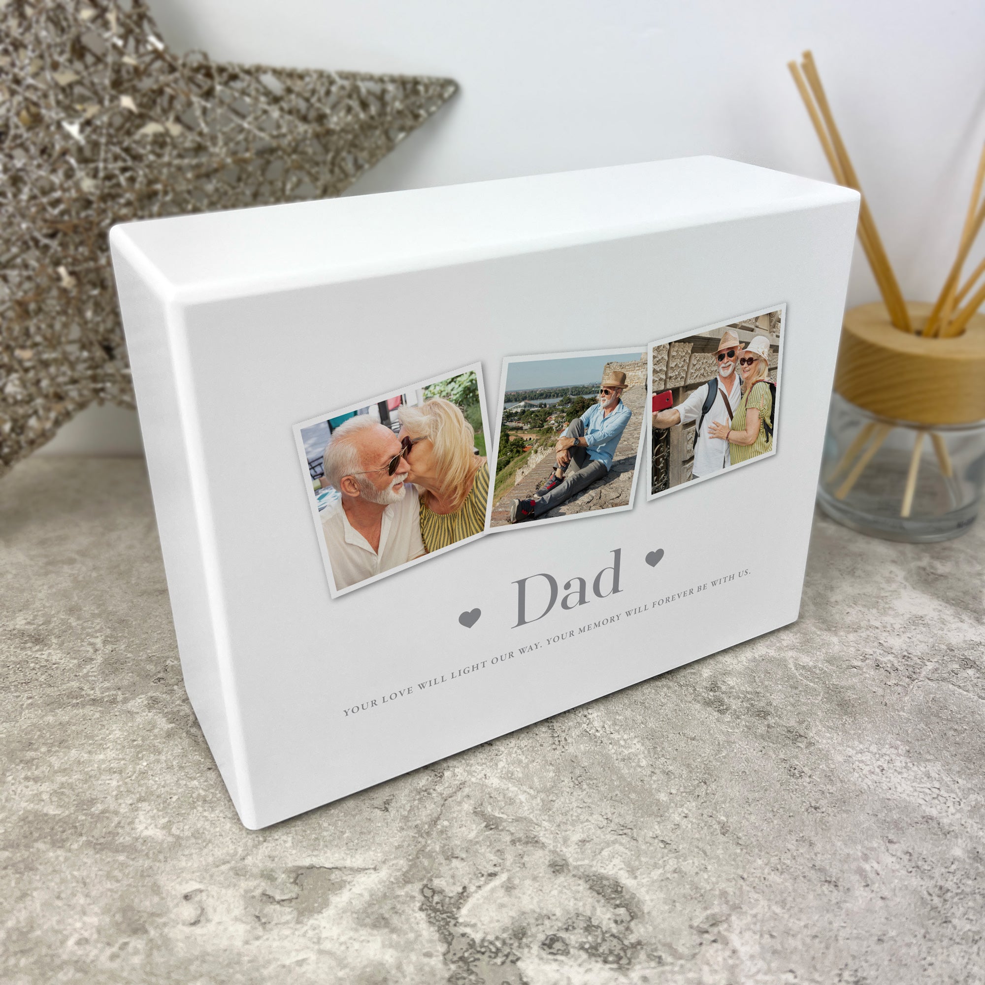 Personalized Three Photo Cremation Urn for Ashes - 1.09 Liters Capacity - Memorial Keepsake for Loved Ones | Perfect for Home Display, Funeral Services & Memorial Ceremonies