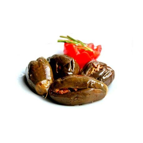 Al Dayaa Makdous Stuffed Baby Eggplant in Olive Oil - 4 Glass Jars (35oz/1kg Each) - Authentic Middle Eastern Pickled Eggplant for Breakfast, Mezze Platters & Charcuterie Boards