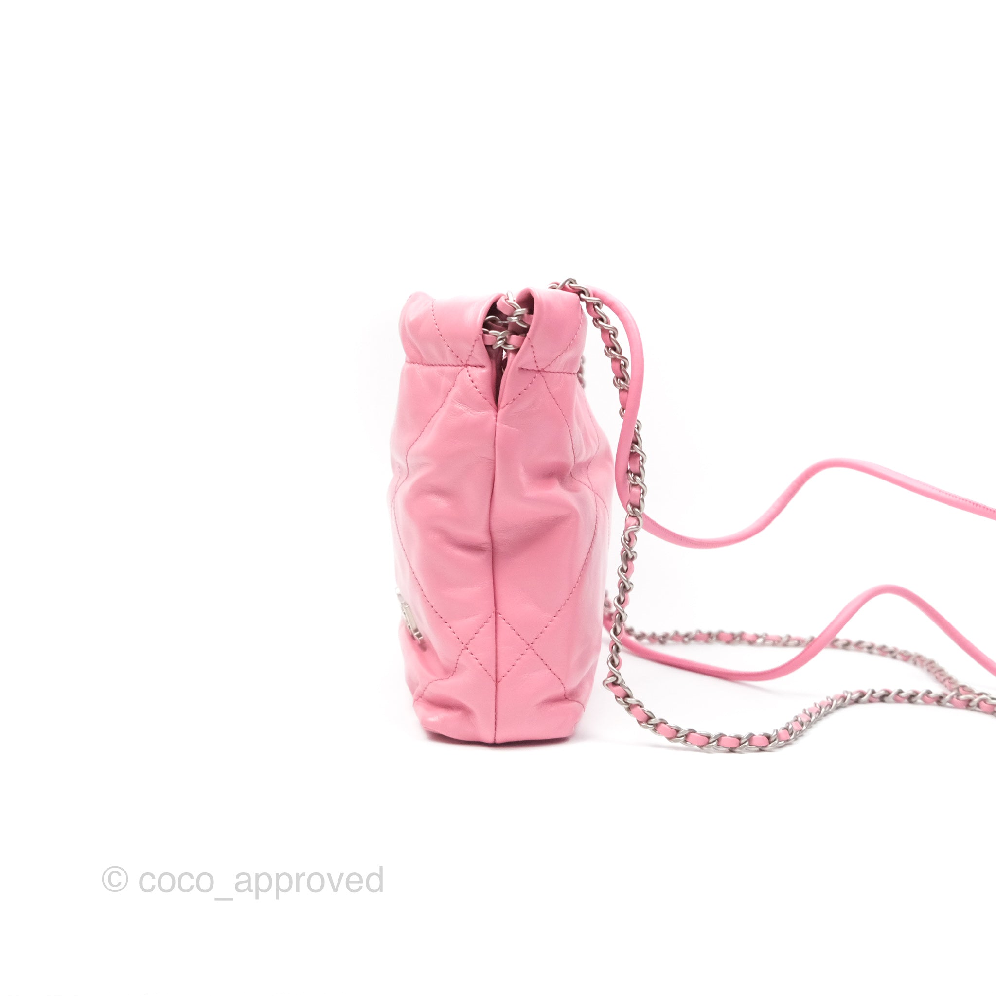 Chanel 22 Mini Bag in Pink Crumpled Calfskin with Aged Silver Hardware - Luxury Crossbody Purse for Women, Perfect for Date Night & Evening Events