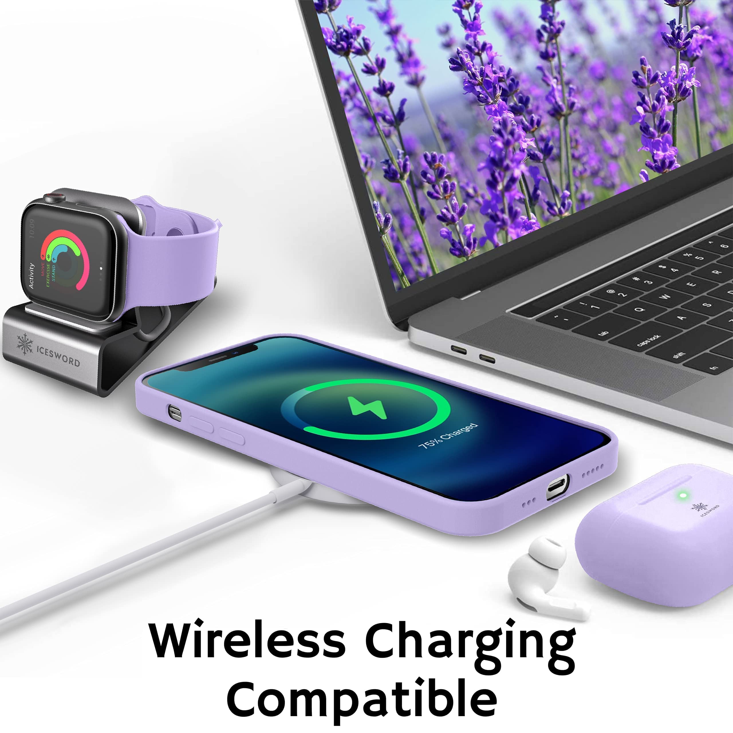 IceSword iPhone 13 Mini Case - Slim Shockproof Silicone Cover with Soft Anti-Scratch Microfiber Lining | 5.4 Inch Matte Pastel Purple Lavender Protective Phone Case | Perfect for Everyday Use, Travel & Outdoor Activities