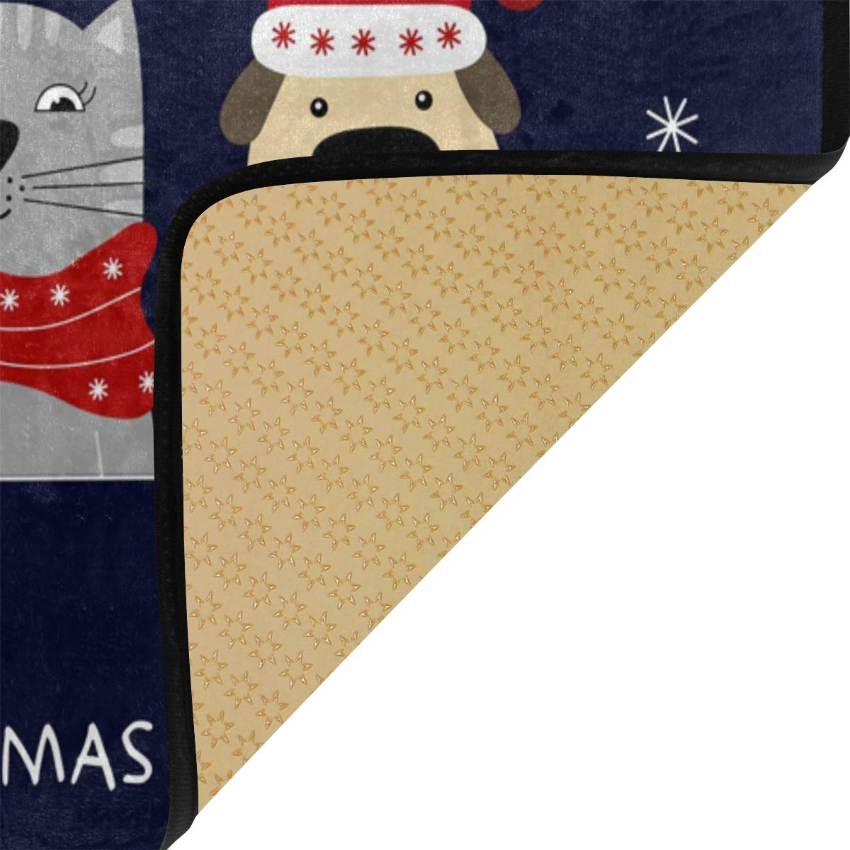 DOMIKING Non-Slip Christmas Dog Kitchen Rug - 39x20 Inch Waterproof Foam Floor Mat for Pets, Farmhouse Decor - Perfect for Holiday Kitchen, Entryway & Standing Areas (Black)