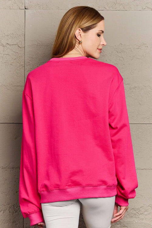 Simply Love Full Size HELLO CHRISTMAS Long Sleeve Sweatshirt - Cozy Holiday Pullover for Women, Festive Christmas Sweater, Xmas Gift Idea for Family & Friends - Perfect for Holiday Parties, Family Gatherings & Winter Outfits