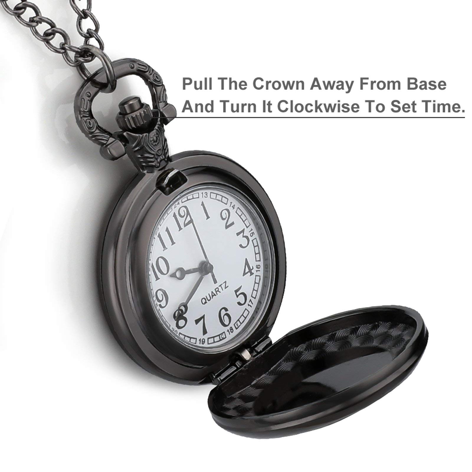 Vintage Family Pocket Watch with Chain - Arabic Numerals Quartz Watch for Men & Women - Perfect for Couples, Weddings, Anniversaries & Special Occasions