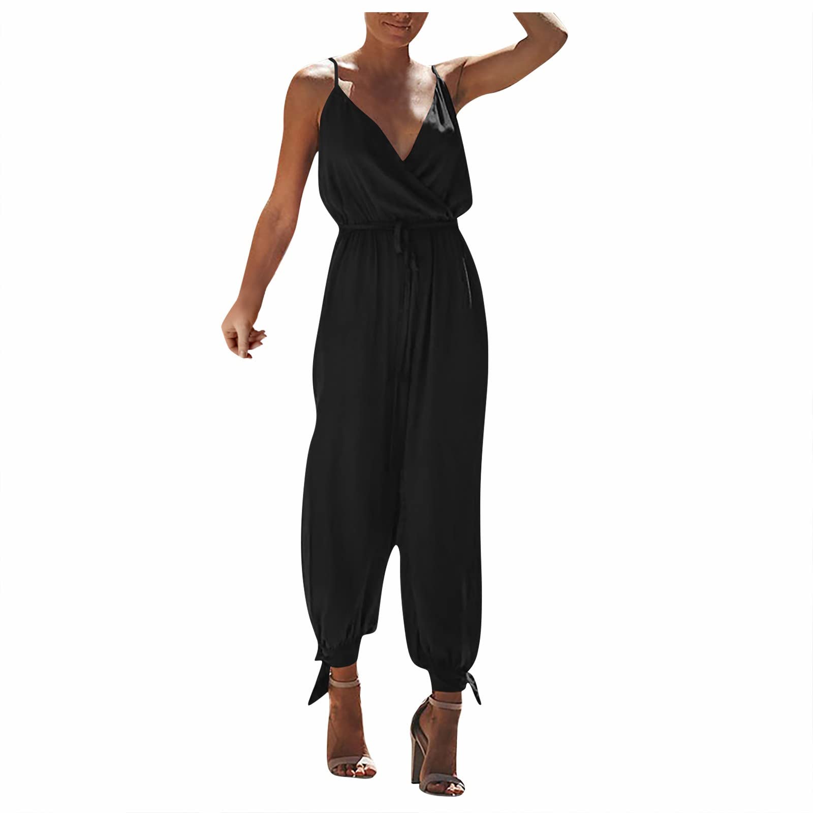 Elegant Halter Jumpsuit for Women - Formal Wedding Guest Dressy Romper for Fall Evening Parties | Sexy One-Piece Outfit for Cocktail Events, Date Nights & Special Occasions