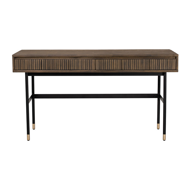 HAMILTON Study Desk 140cm - Solid Oak & Acacia Veneer, Toffee Finish - Perfect for Home Office, Study Room & Small Spaces
