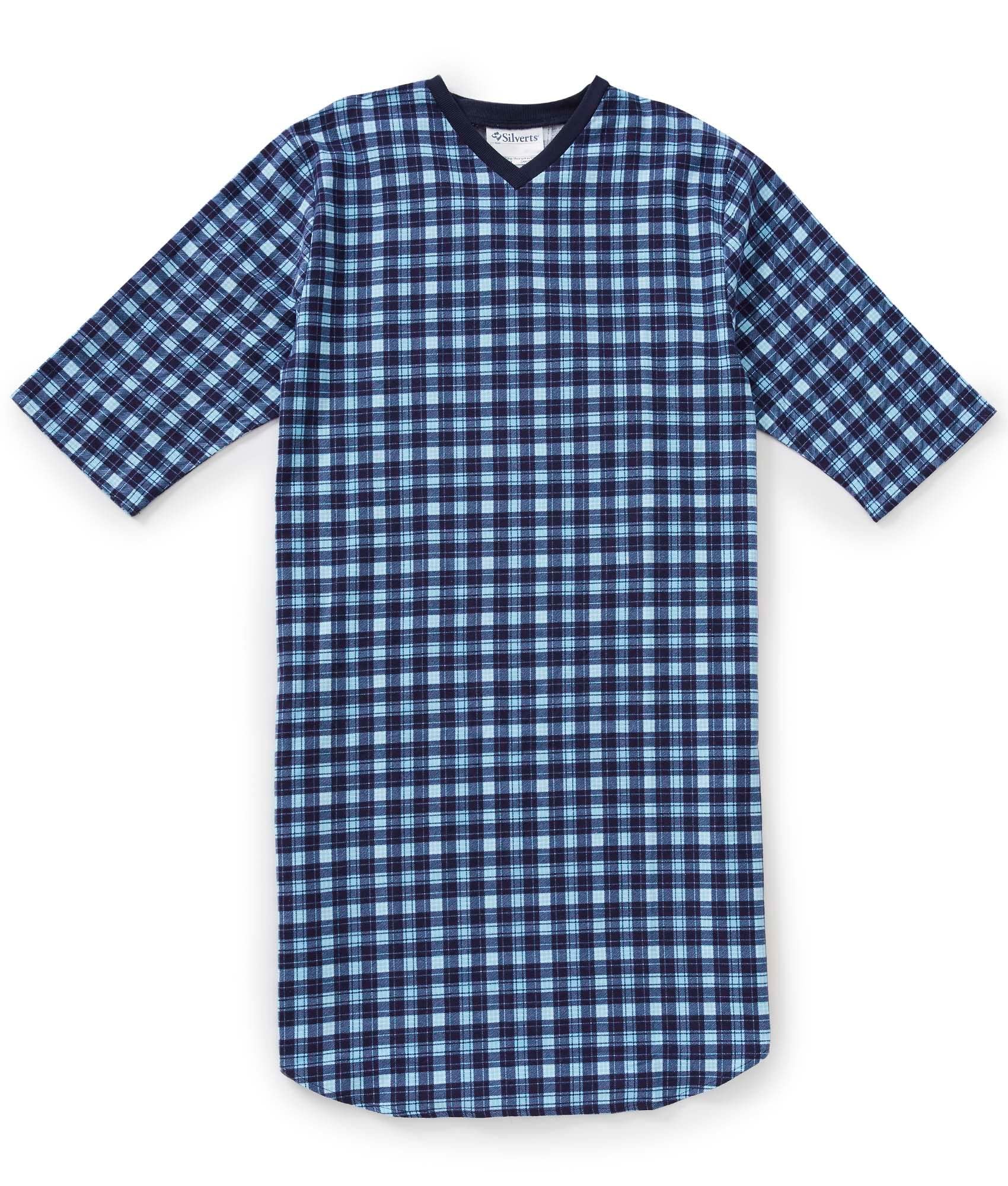 Adaptive Open Back Flannel Nightgown for Men & Seniors - Easy Snap Closure Nightgown for Comfort & Convenience - Perfect for Elderly Care, Post-Surgery Recovery & Home Relaxation