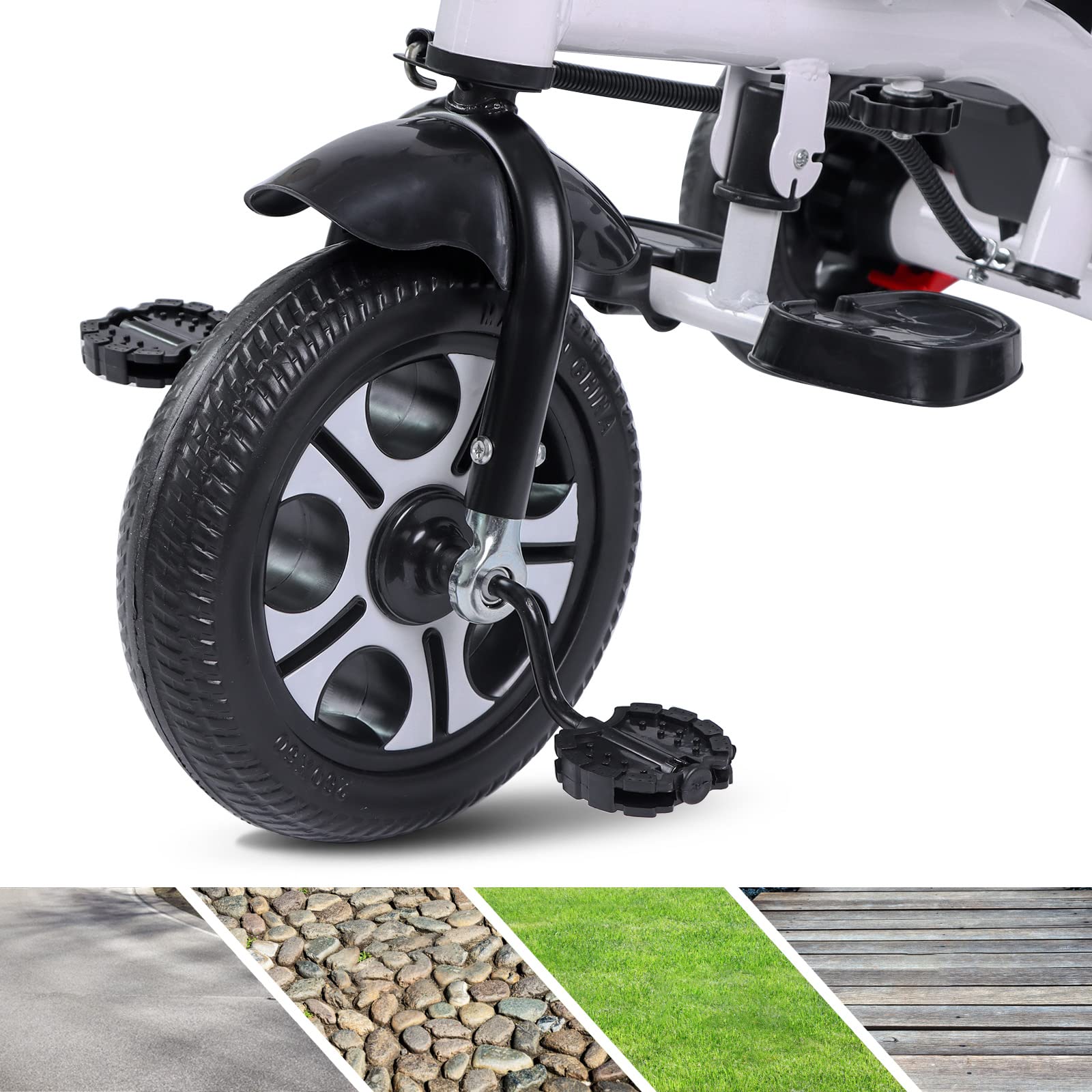 6-in-1 Baby Tricycle with Guardrail & Rotatable Seat - Adjustable Push Handle Stroller for Toddlers Boys & Girls - Perfect for Outdoor Play, Park Rides & Birthday Gifts
