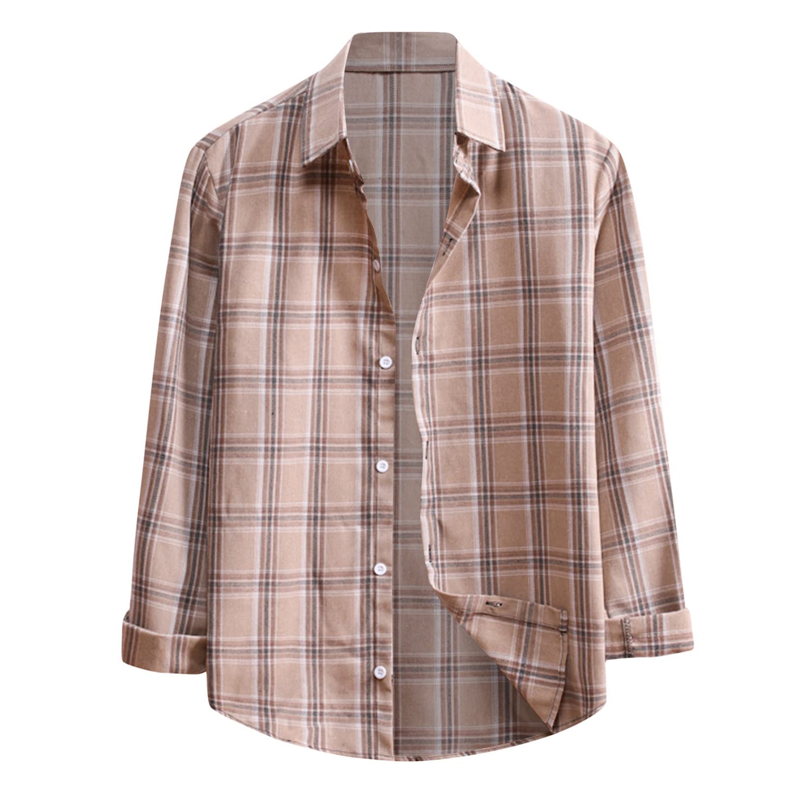 Men's Casual Plaid Shirt Jacket - Oversized Button Down Shirt for Spring, Summer & Fall - Fashionable Long Sleeve Shirt for Work, Travel & Outdoor Activities