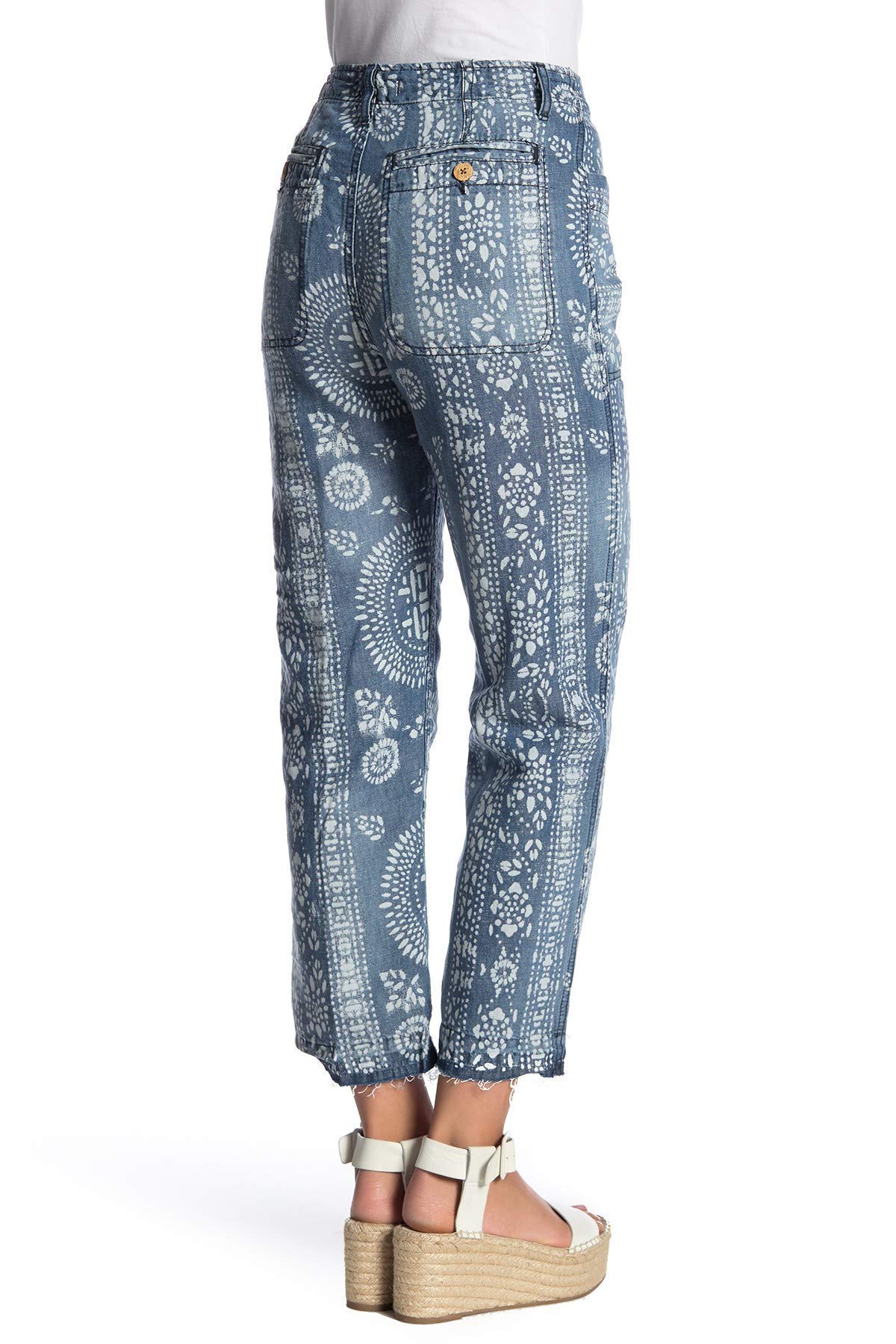 Free People Island Vibes Discharge Trousers - Women's Boho Chic Beach Pants in Island Blue, Size 25 | Perfect for Vacation, Summer Outfits & Casual Wear