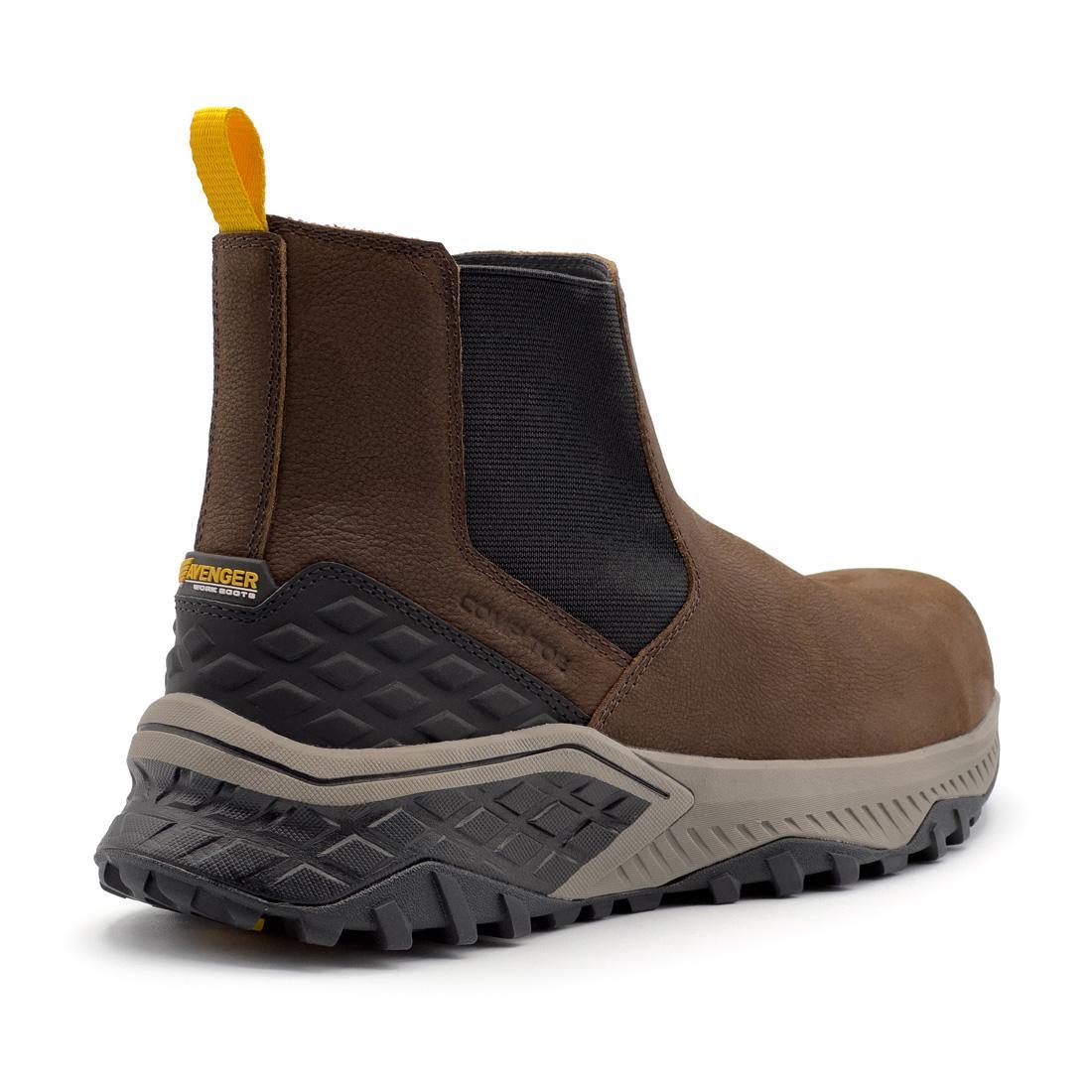 Summit Trail Composite Toe Chelsea Work Boots for Men - Brown Leather Safety Shoes for Construction & Outdoor Work | Slip Resistant & Comfortable