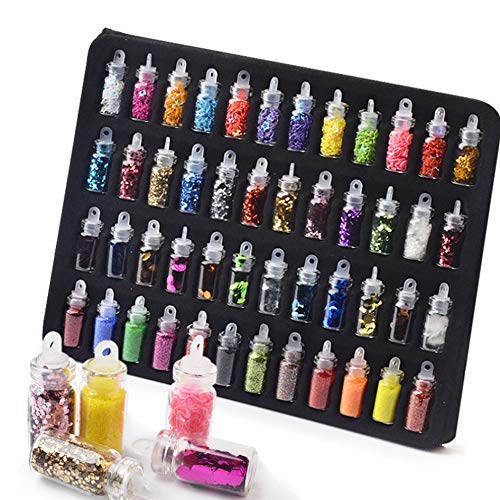 Belicia 48 Colors Holographic Chunky Glitter - Body, Nail & Hair Glitter Sequins for Festive Makeup, Eyes, Crafts | Perfect for Parties, Cosplay & DIY Projects