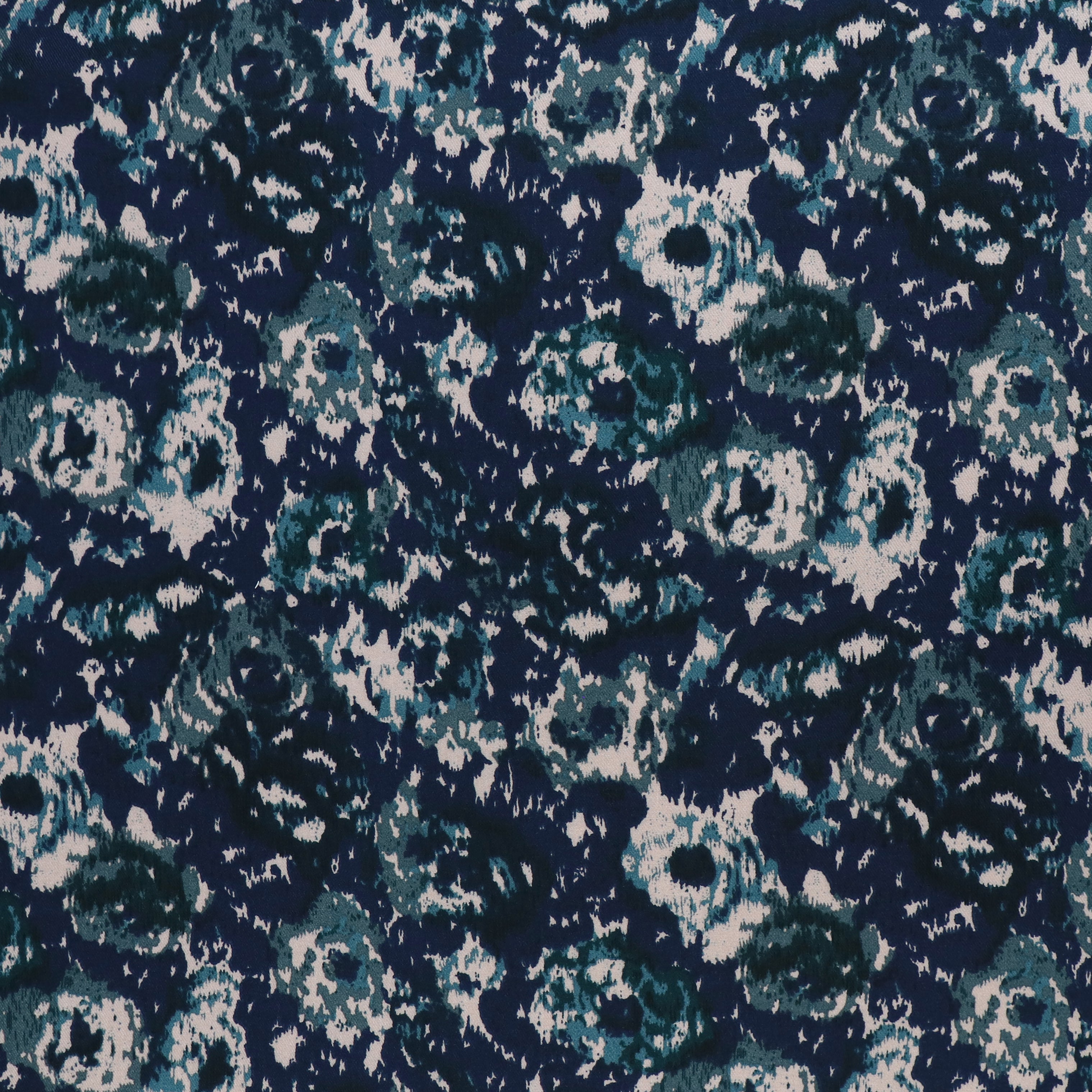 Viscose Twill Fabric - Ocean Flowers Print - 88cm Wide - Perfect for Dresses, Skirts & Home Decor